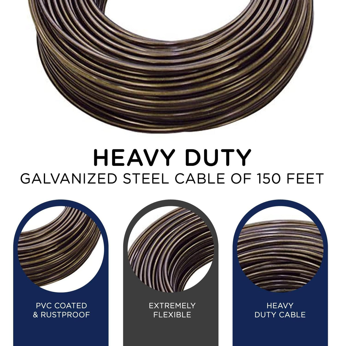 Strata Heavy Duty Clothes line for Drying Clothes, Linen, and Laundry Items – 150 Feet Rustproof Indoor and Outdoor Clothesline for Home (Mocha)
