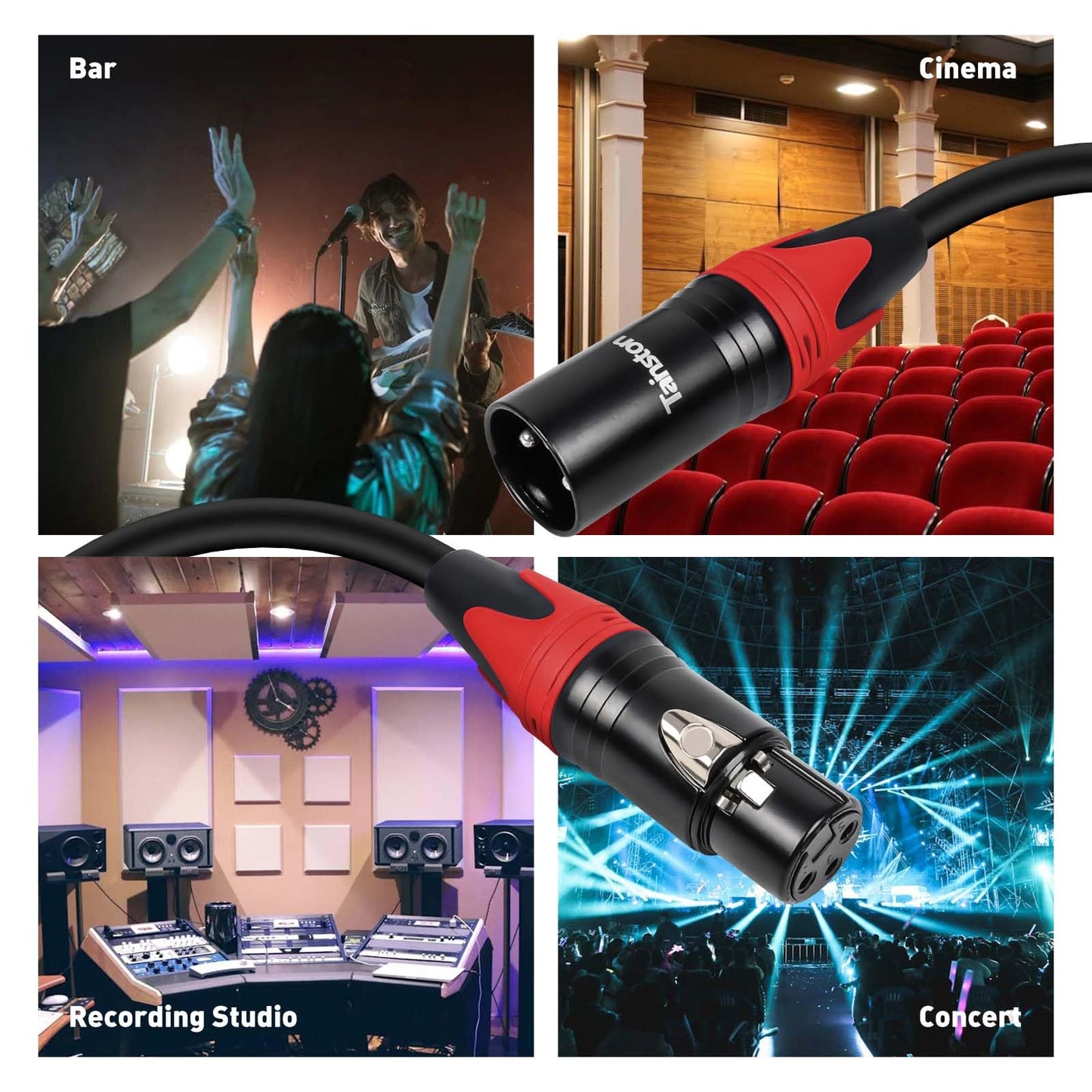 Tainston XLR Cable 50 Feet 2 Pack Premium XLR Microphone Cable 3-Pin Balanced Microphone Mic Cord Male to Female XLR Speaker Cable
