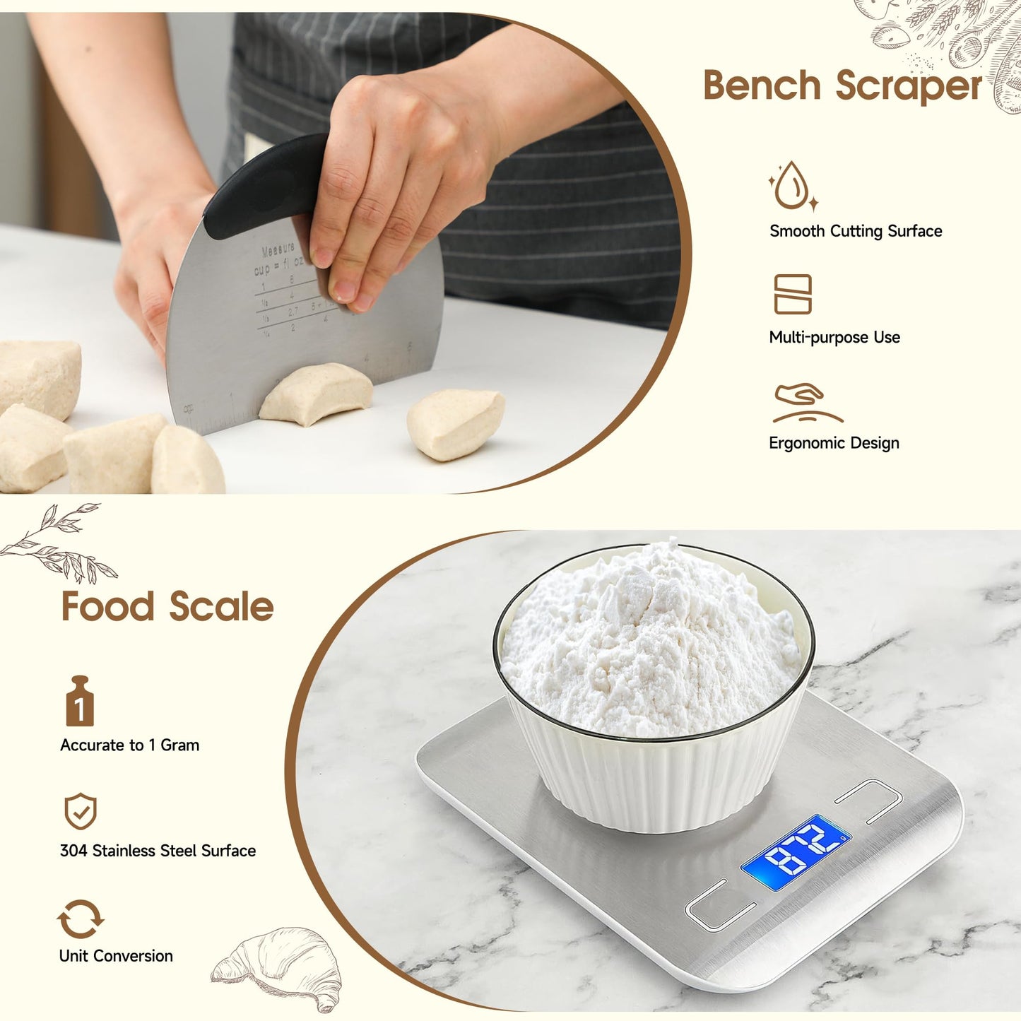 Coco Bird Pro Sourdough Starter Kit- 50oz Large Capacity Sourdough Starter Jar,17 Flavor Recipes,2 Bread Proofing Baskets,Food Scale,Bench Scraper,Bread Lame,Complete Sourdough Bread Baking Supplies