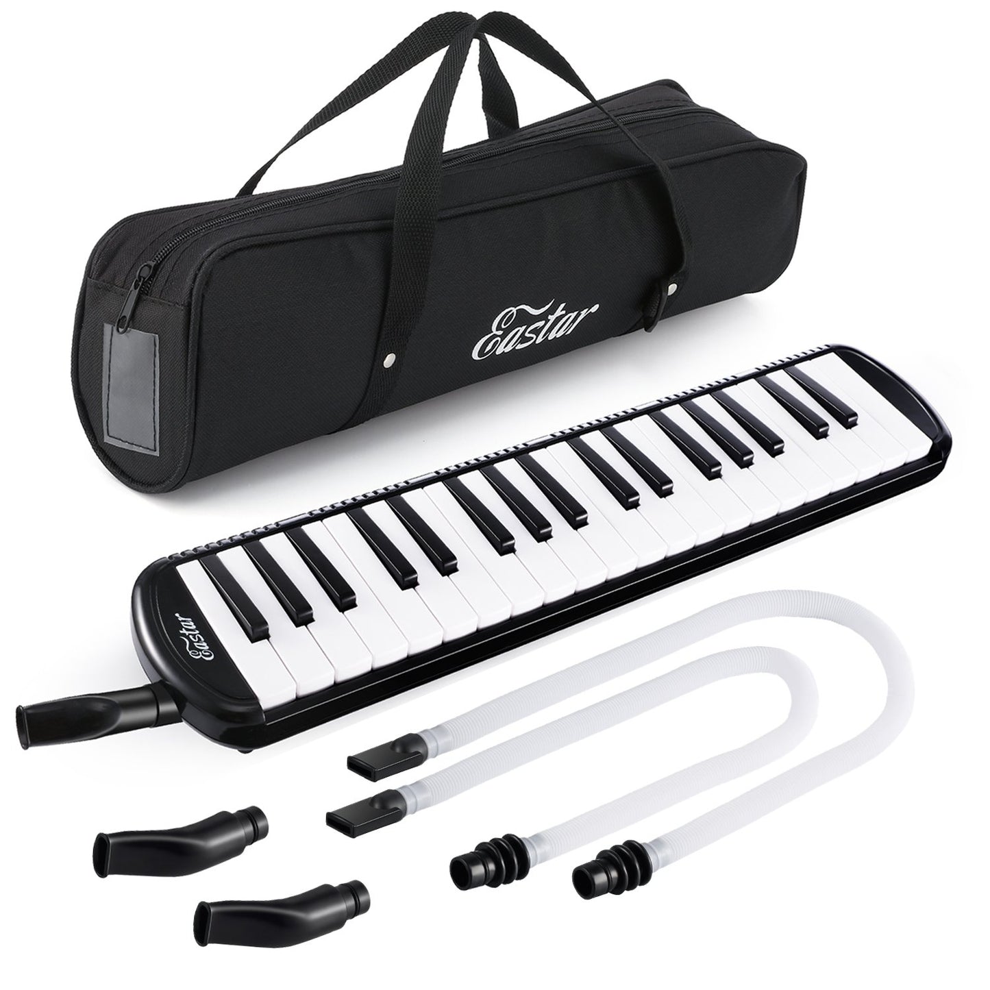 Eastar 37 Key Melodica Instrument with Mouthpiece Air Piano Keyboard, Carrying Bag, Black