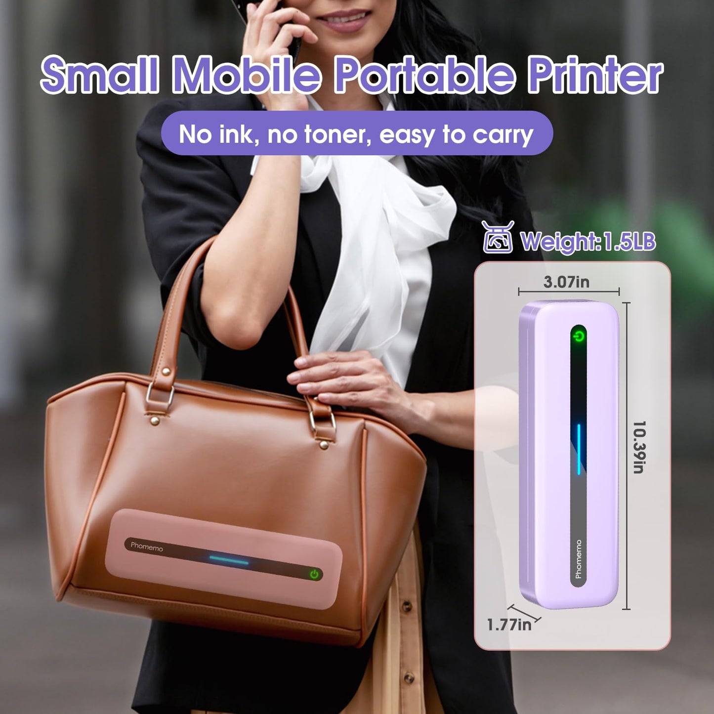 Phomemo M832 Portable Thermal Printer, Portable Printers Wireless for Travel, Inkless Bluetooth Printer for Phone Laptop, Small Printer Support 8.5'' x 11''/A4/4.33''/3.15''/2.08'' Thermal Paper