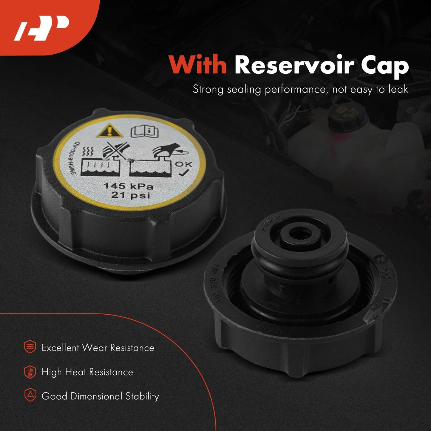 A-Premium Front Engine Coolant Recovery Reservoir Tank [with Cap] Compatible with Ford Vehicles - 2013-2018 C-Max, 2013-2016 Escape, 2012-2018 Focus & 2014-2016 Transit Connect
