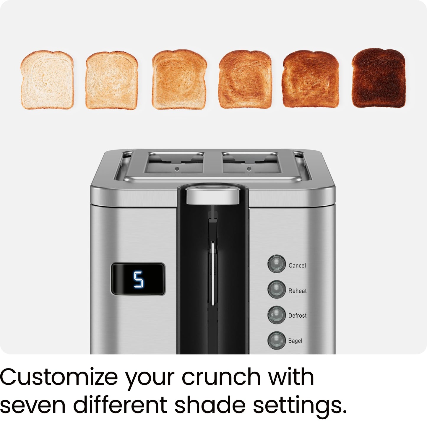 Chefman 2-Slice Digital Toaster, Pop-Up, Stainless Steel, Extra-Wide Slots For Bagels, Defrost, Reheat, Cancel Functions, Removable Crumb Tray, Stainless Steel - Digital