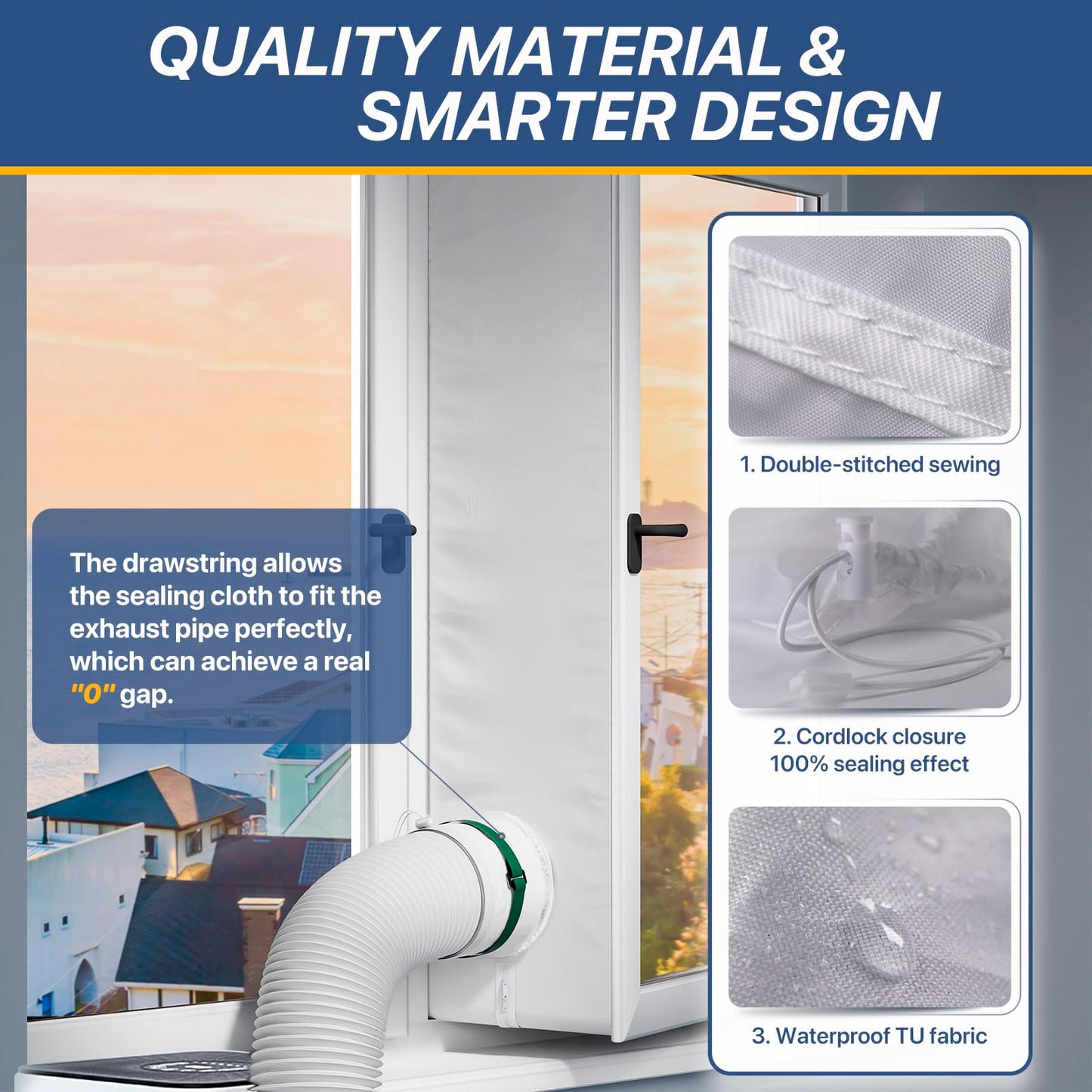 LOVIGA 400CM(157") Portable AC Window Seal, 100% Airtight Casement Window Vent Kit Seal Kit for Portable Air Conditioner & Ventilation System, Easy to Install, No Drilling