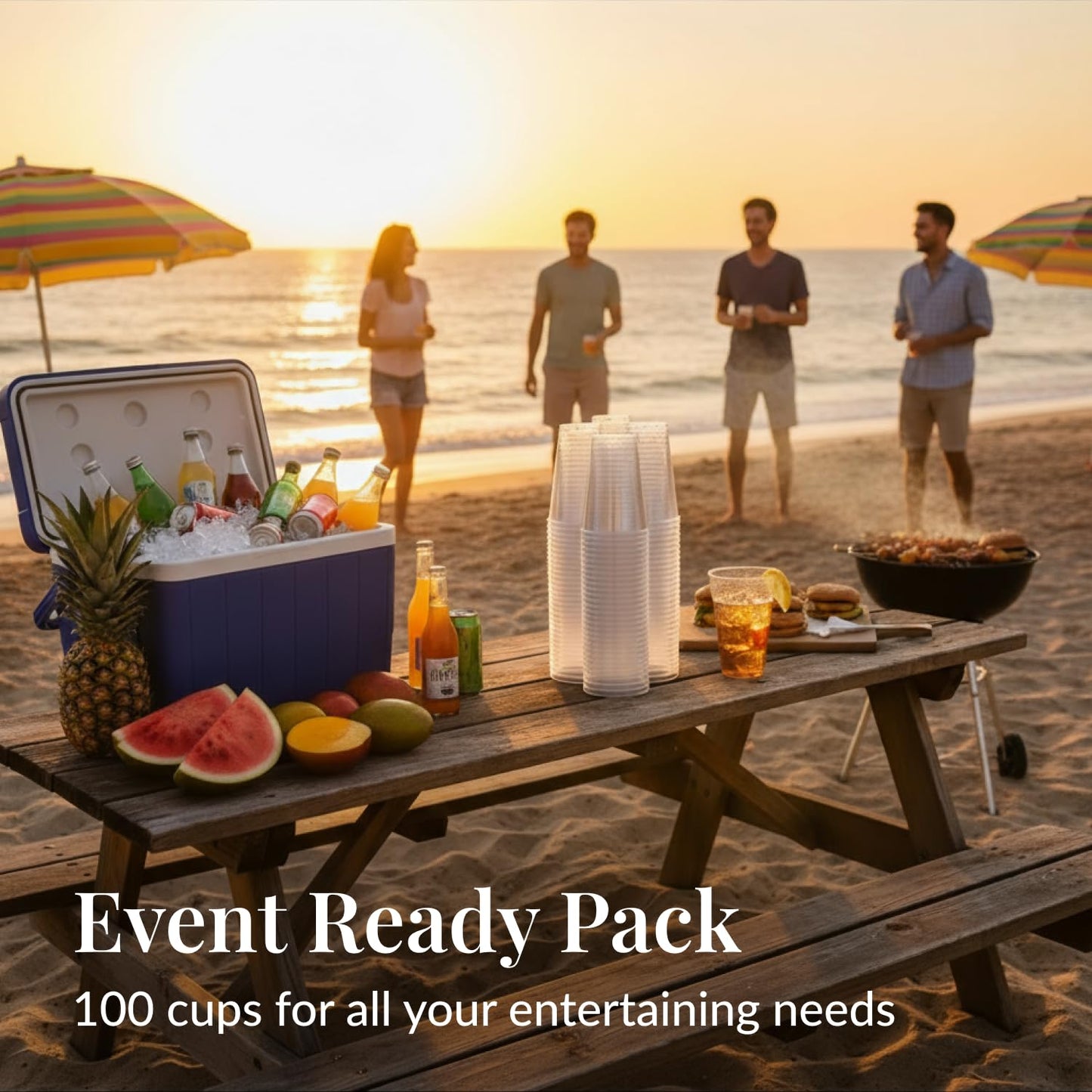 Clear Plastic Cups - 14 oz 100 Pack Hard Disposable Wine Tumblers - Cocktail Glasses - Party Drinkware Bulk Wedding Tumblers - Disposable Wine Glasses Wedding