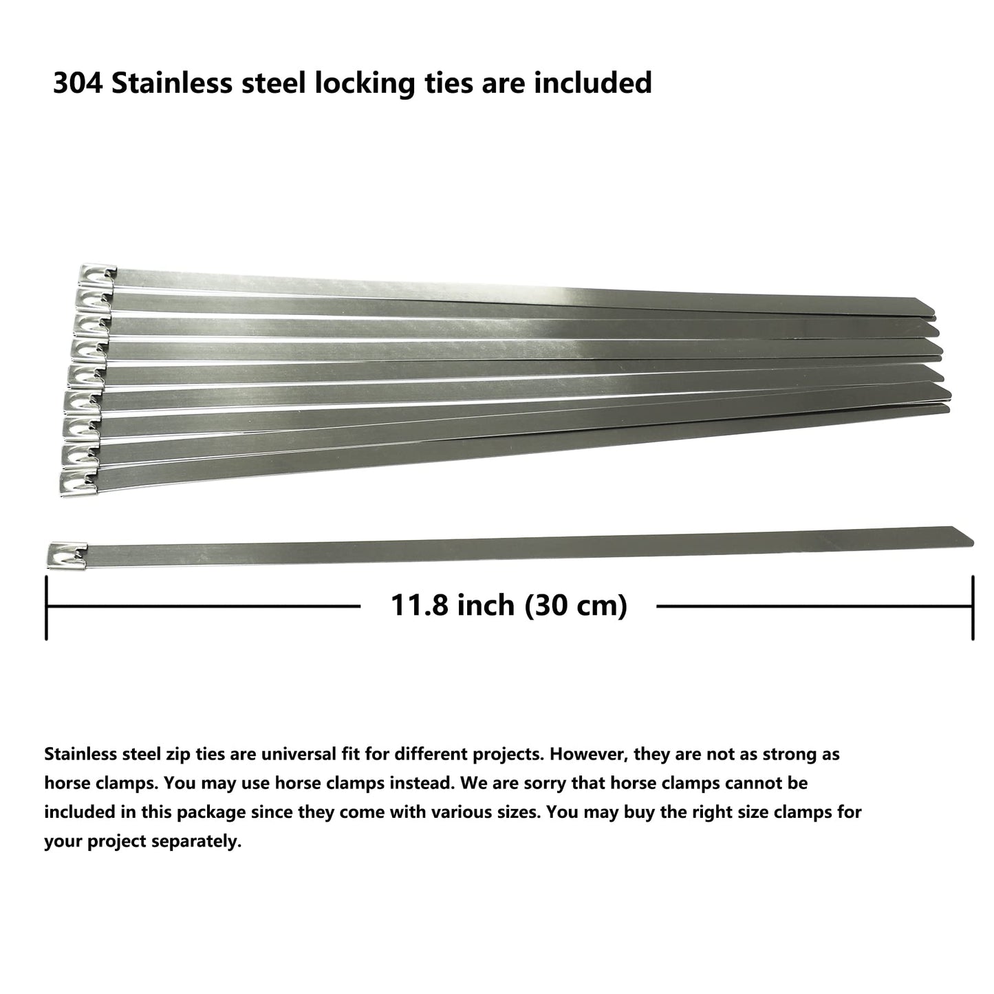 ARTR 2" x 50' Titanium Exhaust Header Heat Wrap 2 Rolls with 20PCS 11.8 Inch Stainless Steel Locking Ties