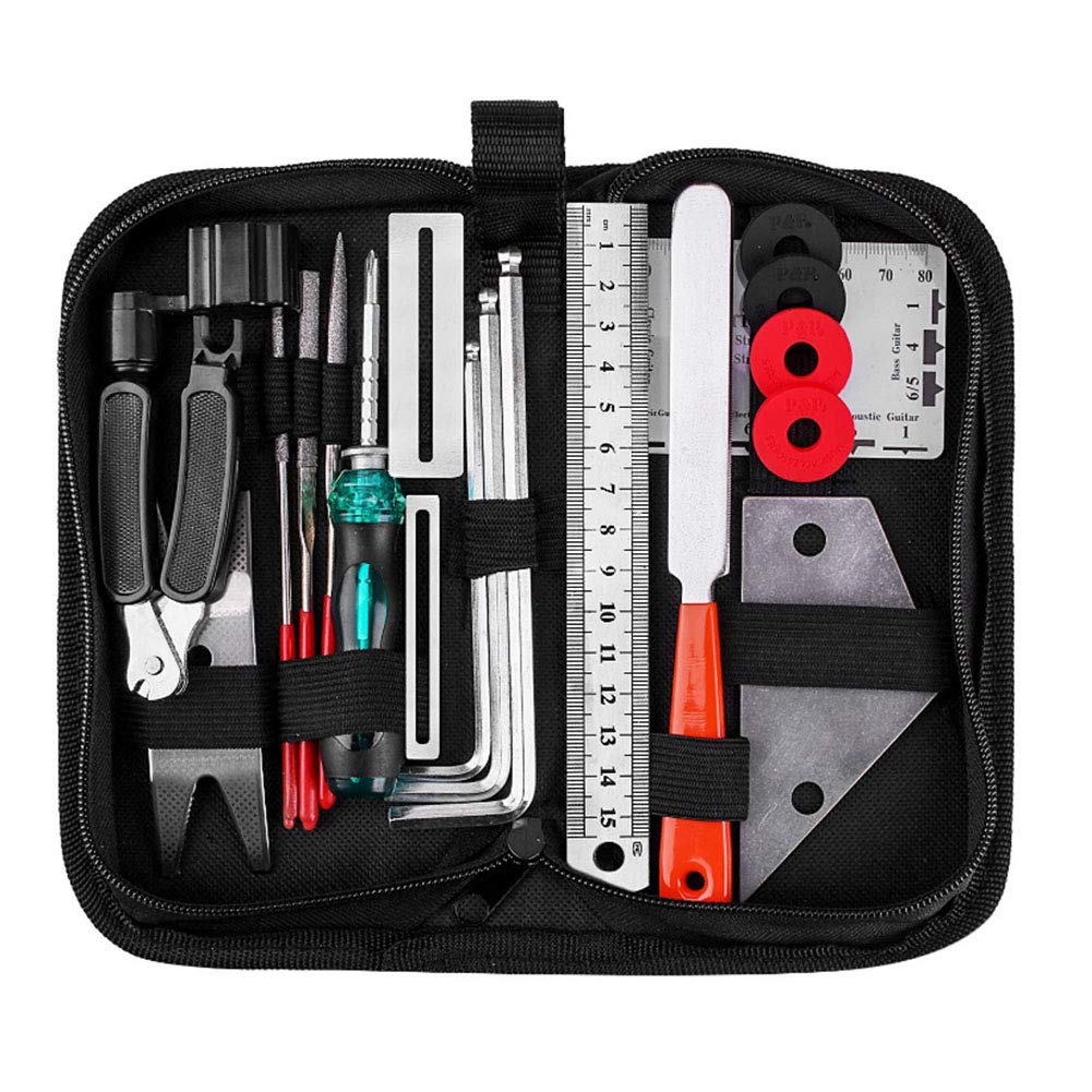 Guitar Repair Maintenance Tool Kit, Musicians Care Kit 3 in 1 String Winder Leveling with Bag for Ukulele Bass Mandolin Banjo(Repair Tool) Performance Accessories Cleaning