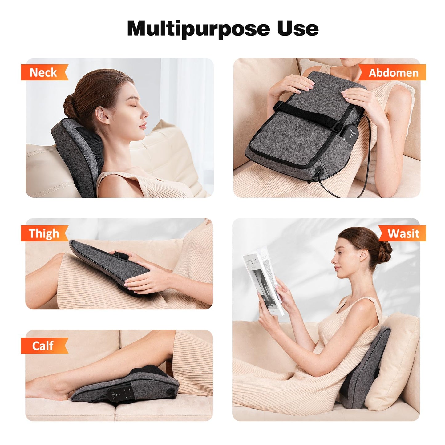 Boriwat Back Massager Neck Massager with Heat, Shiatsu Massage Pillow for Pain Relief, Masseur for Neck, Back, Shoulder and Leg, Gifts for Men Women Mom Dad, Stress Relax at Home and Office