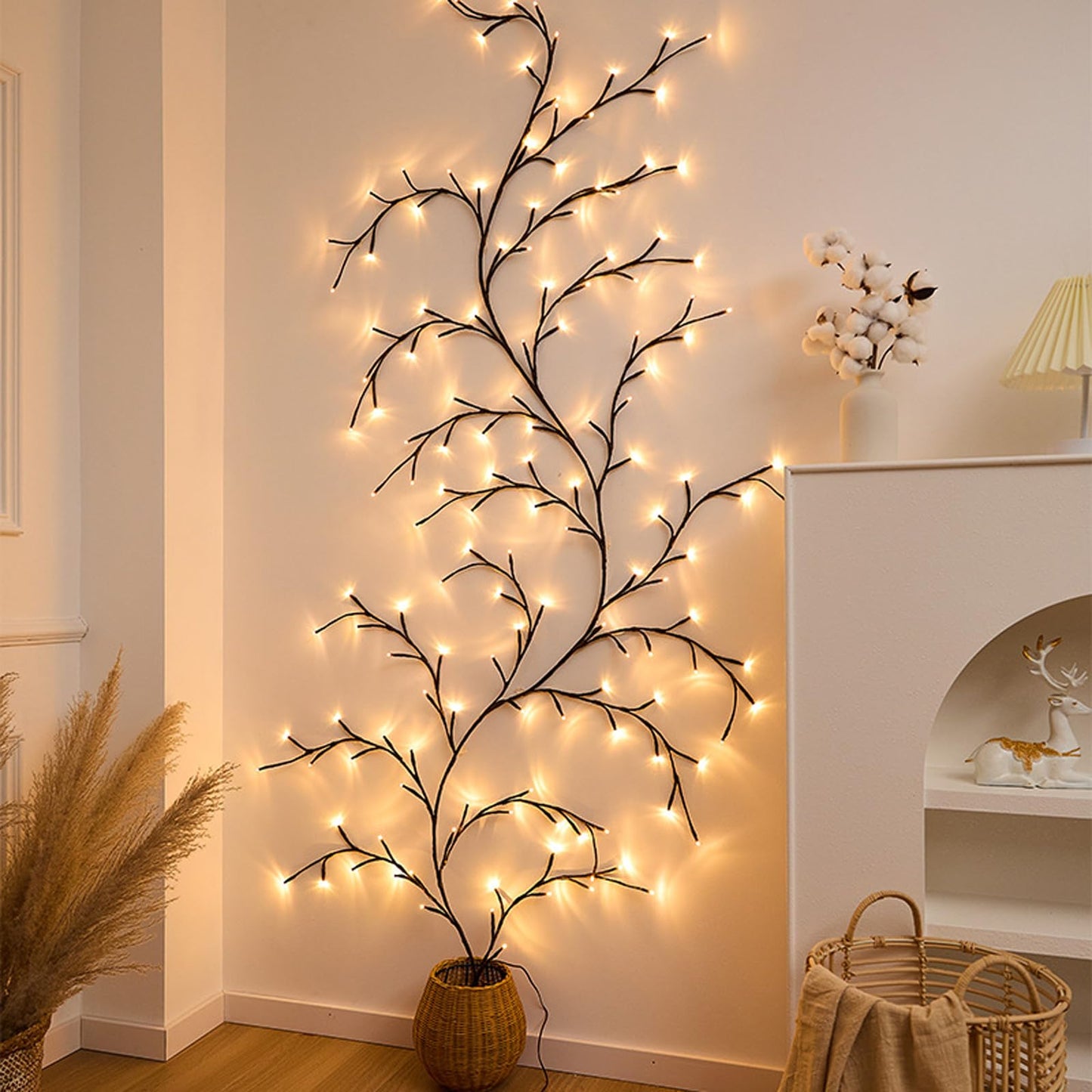 Enchanted Willow Vine Twig Lights,7.55ft Twinkling LED Tree Branch Fairy String Lights with 144 LED Lights and Remote,8 Lighting Modes,Christmas Indoor Decorations for Home Wall Door Window