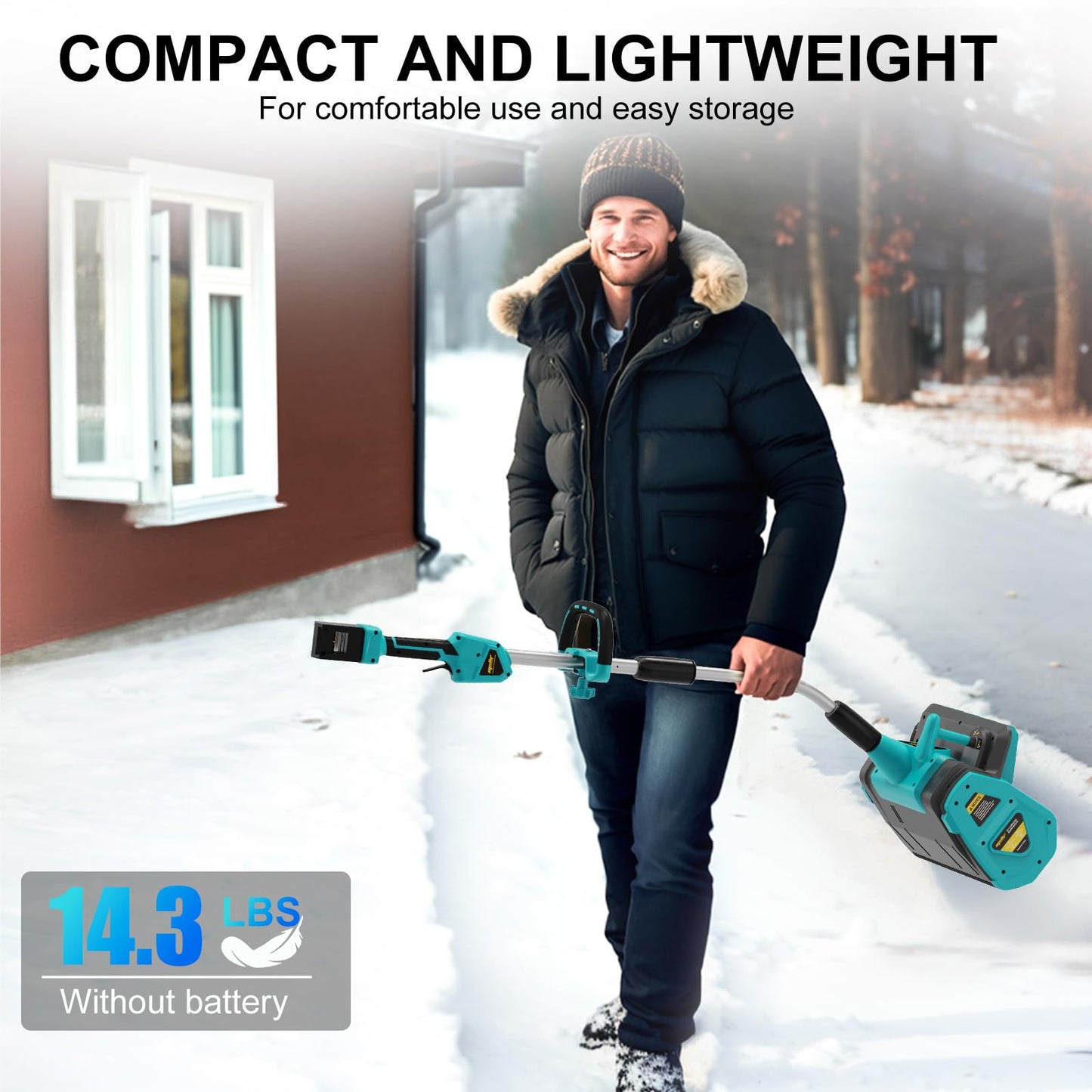 36V Cordless Snow Shovel Compatible with Makita 18V Battery(Tool Only), Electric Power Snow Thrower, Handheld Snow Blower with 13.2" in. Width 8" in. Depth, 26.5' ft Throwing Distance