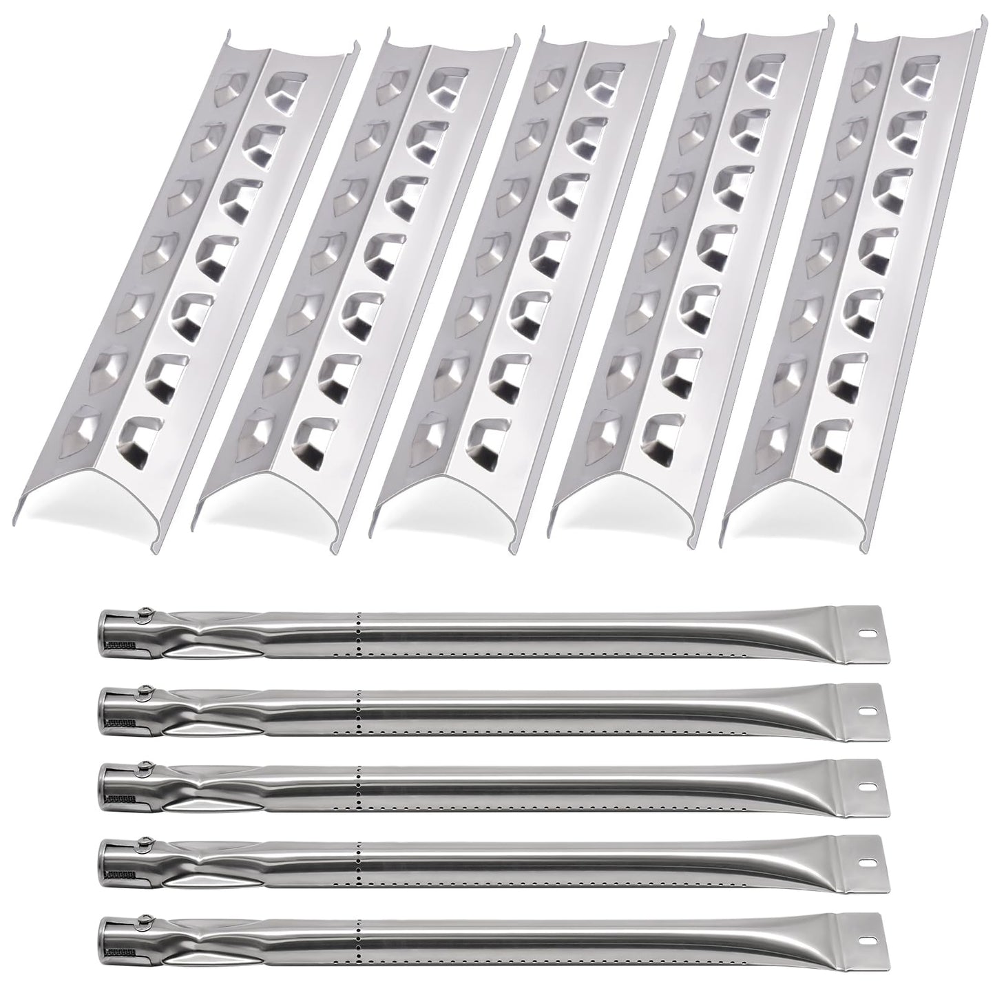 Hiorucet Grill Replacement Parts for Master Forge 5 Burner 3218LT, 3218LTN, L3218, 2518-3, 3218LTM, Kenmore Gas Grill Models 148.16156211, 148.16137110, 5 Pack SPE181 Heat Plate SBE601 Grill Burner