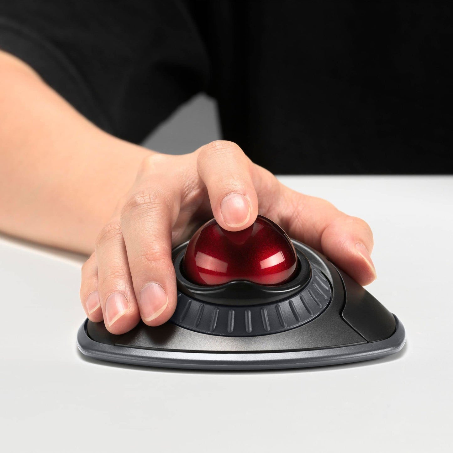 Kensington Orbit Wireless Trackball Mouse with Scroll Ring - Finger Control Ergonomic Mouse with Programmable Buttons, USB or Bluetooth Connection for Windows and MacOS - Black (K70990WW)