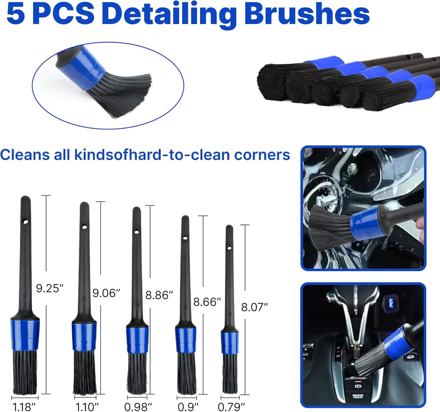 30PCS Car Detailing Kit - Car Cleaning Wash Brush Set, Auto Interior Detailing Washing Brush Kit Tool, Car Cleaning Supplies, Exterior Wheel Drill Brush, Automotive Tools Detailing Brushes