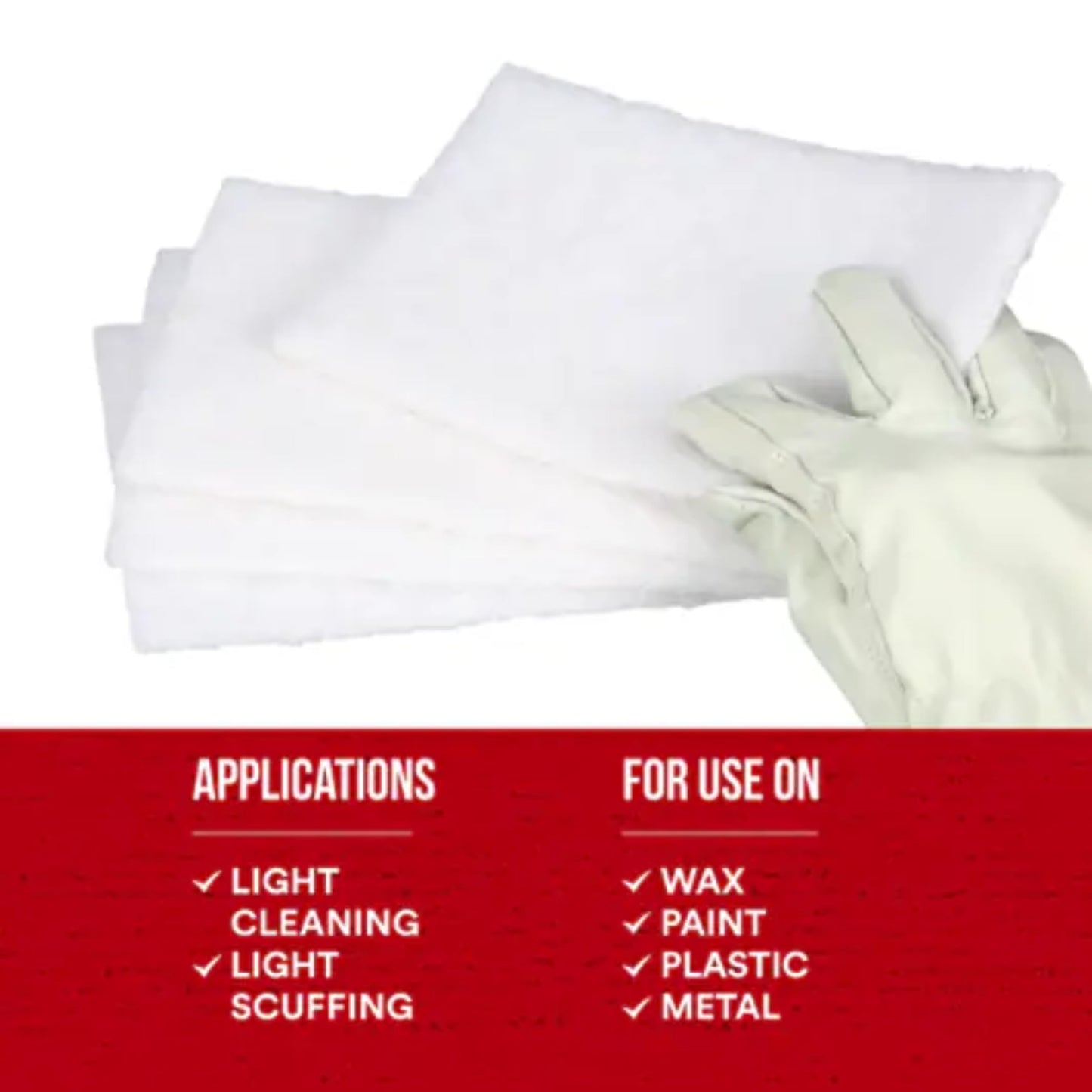 3M SCOTCH BRITE PADS 20/BX WHITE - 9 x 7 inches, Nylon, Fine Grit, Aluminum Backing, Foam, Compatible with Metal, Stone, Plastic, Wood