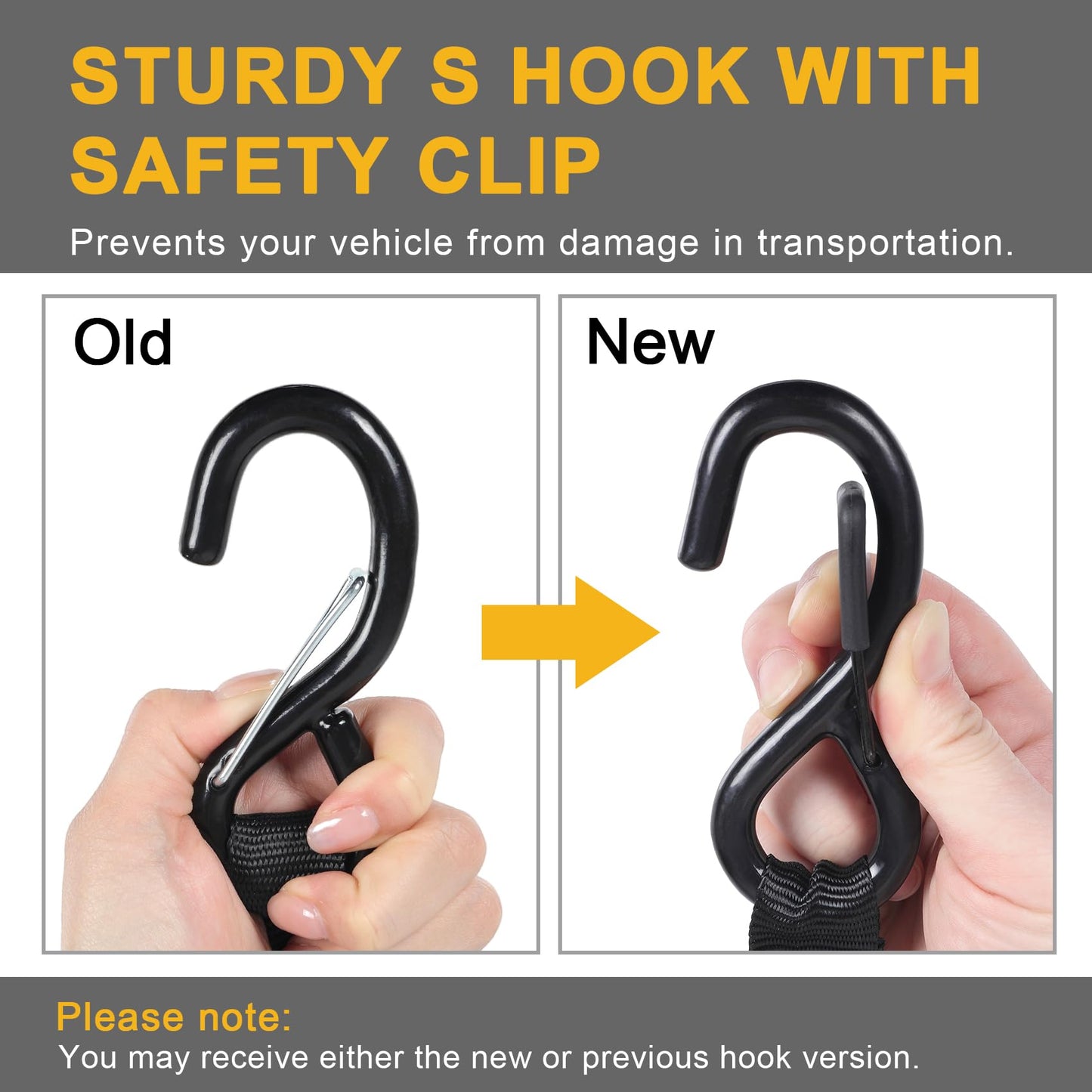 Ayaport Cam Buckle Tie Down Straps 8ft 1250lbs Break Strength 4 pcs Securing Straps with S Hooks for Motorcycle, Car, Truck, Dirt Bike