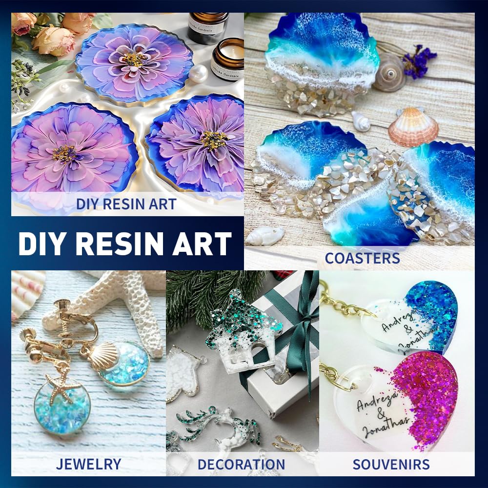 Honcaring Epoxy Resin 1 Gal Kit, Clear Beginner-Friendly Kit, Less Bubble & Low Odor Resin Epoxy for Casting, Jewelry Making, Crafts, Easy Mix Ratio 1:1 (0.5 Gallon×2)