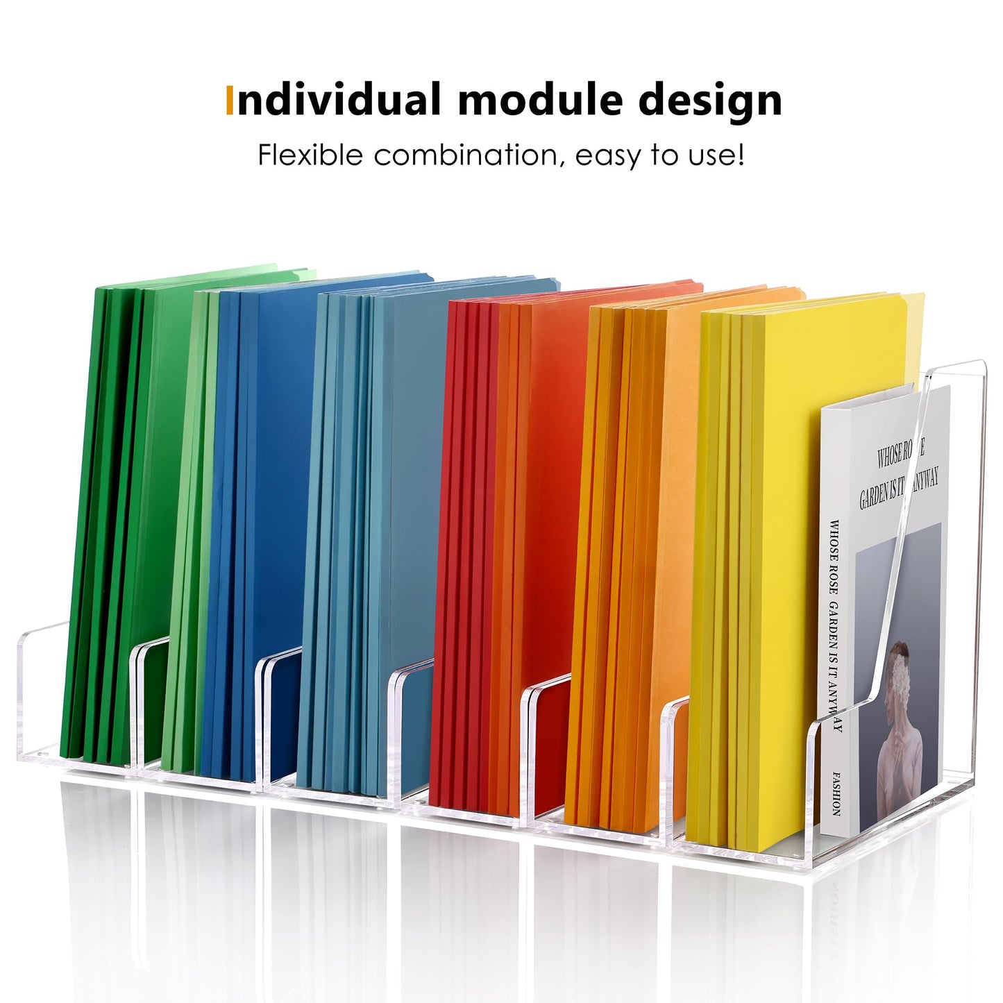 SANRUI 2-Pack Acrylic Magazine File Holder Desk Organizer Magazine Rack, Clear, Vertical File Sorter Holders, 9.45"D x 3.54"W x 10.24"H