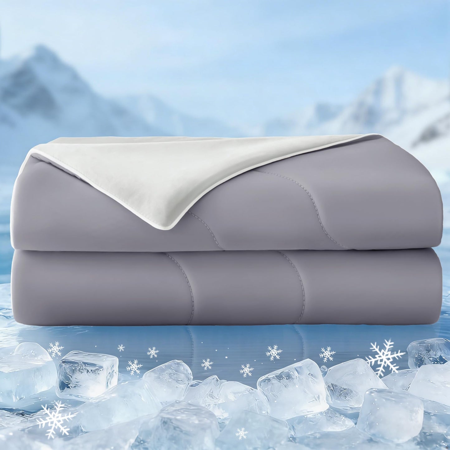 Exclusivo Mezcla Cooling Comforter King Size Grey, Lightweight Summer Blanket for Hot Sleepers, Soft Breathable Cool Bedding Duvet for Night Sweats, 104"x90"