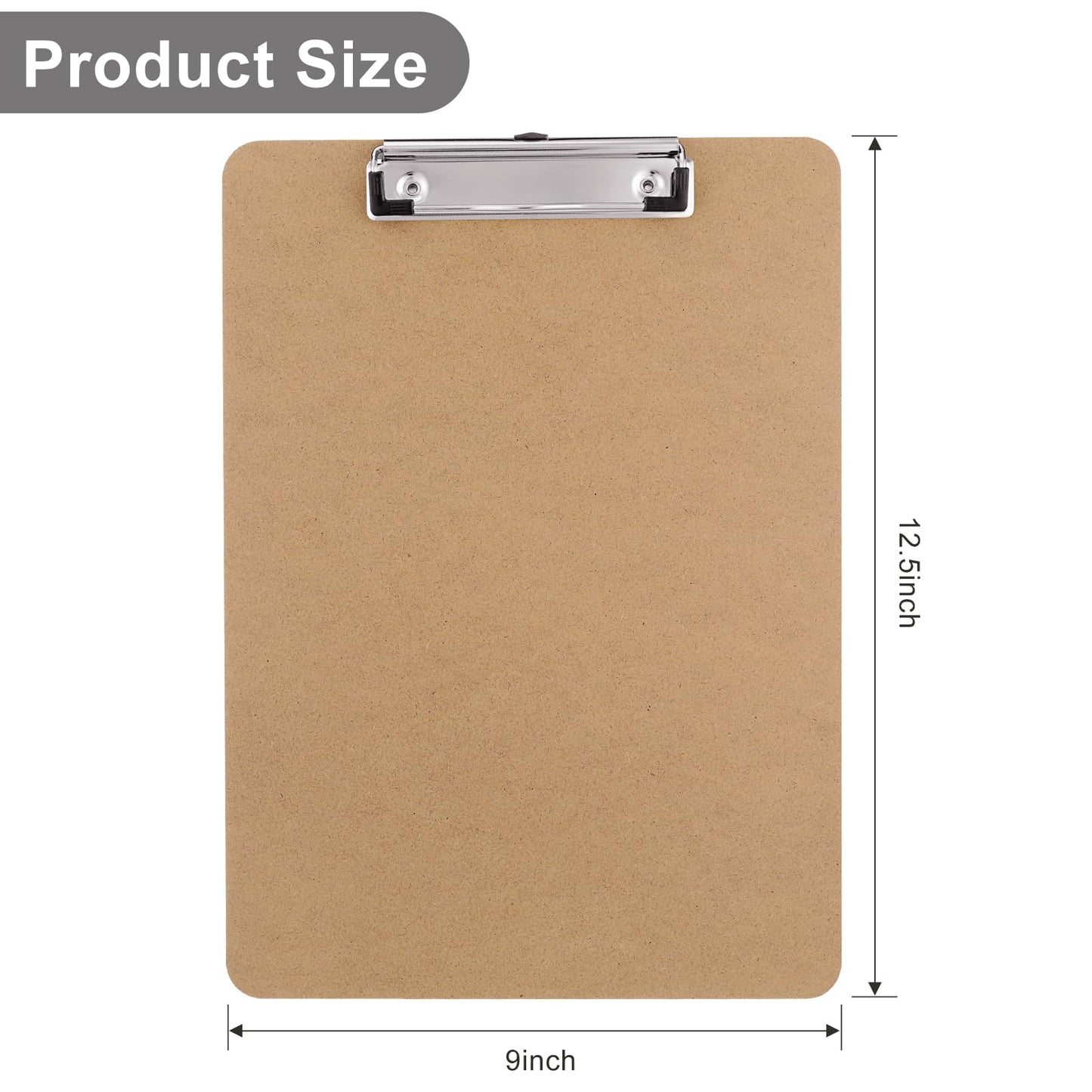 Macroclo Wood Clipboards Set of 20, Letter Size Hardboard Clip Board 8.5x11 for Classroom, Students, Kid, A4 Standard Size 9" x 12.5" with Low Profile Clip, Office & School Supply