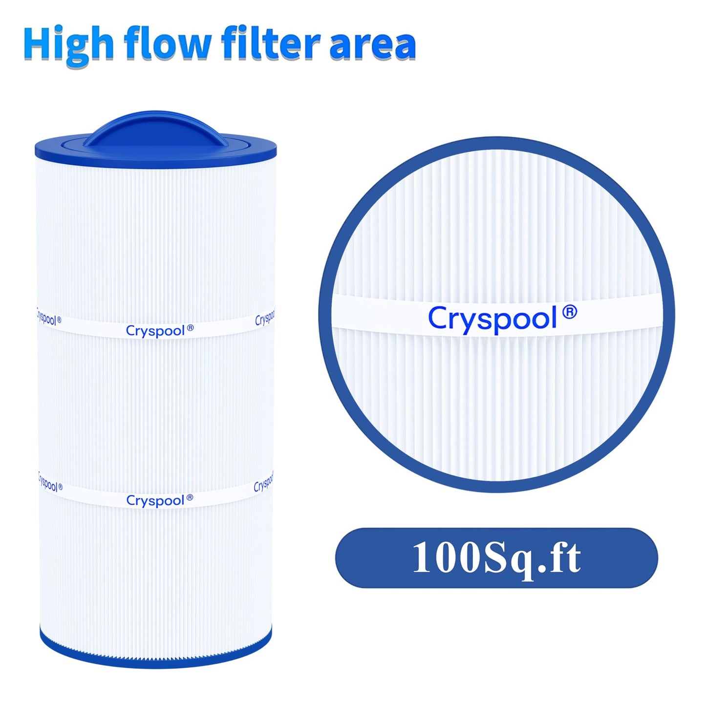 Cryspool 08010 Filter Compatible with Caldera Utopia 73722,1039607, C-8399, PCD100W, FC-3965, 100 Sq. Ft Spa Filter Cartridge, 1 Pack