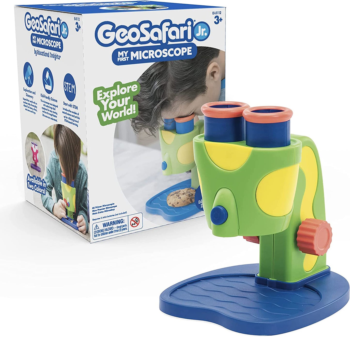 Educational Insights GeoSafari Jr. My First Microscope - STEM Toys for Kids, Toddler Learning Toys, Kids Microscope with Prepared Slides, Science Set & Gifts for Boys and Girls Ages 3+