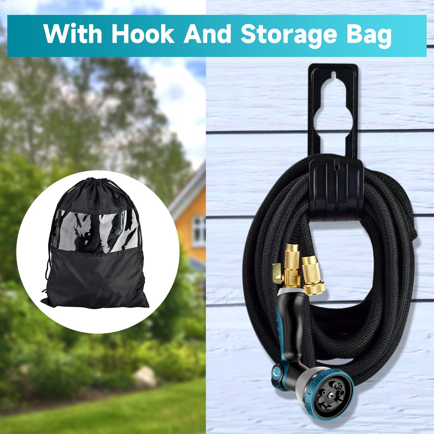 Expandable Garden Hose 100FT, Kink Free Flexible Water Hose with 10 Function Sprayer Nozzle Flexible Outdoor Yard Leak Proof, Lightweight Retractable Hose with Convenient Storage