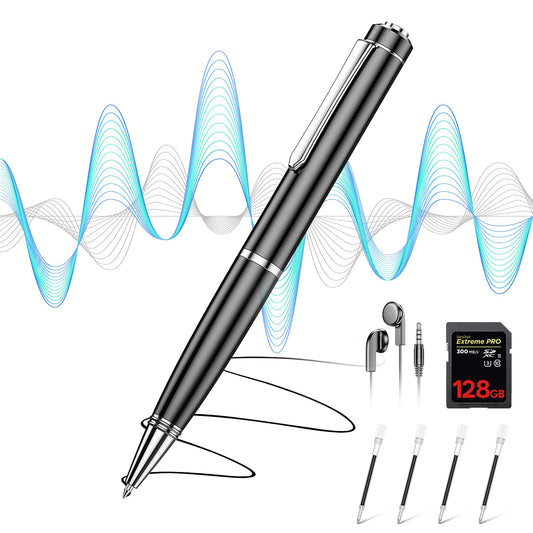 128GB Digital Voice Recorder - 9600 Hours Voice Activated Recorder with Noise Reduction for Lectures Meetings Classes, Professional Sound Audio Recorder Dictaphone Tape Recording Device with Playback