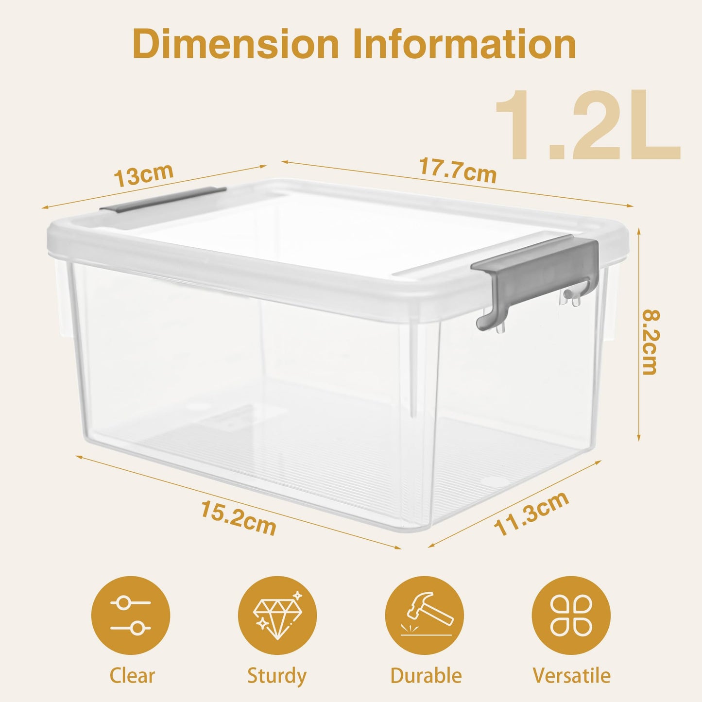 Citylife 1.3 QT 10 Pack Small Storage Bins Plastic Storage Container Stackable Box with Lids for Organizing, Clear White