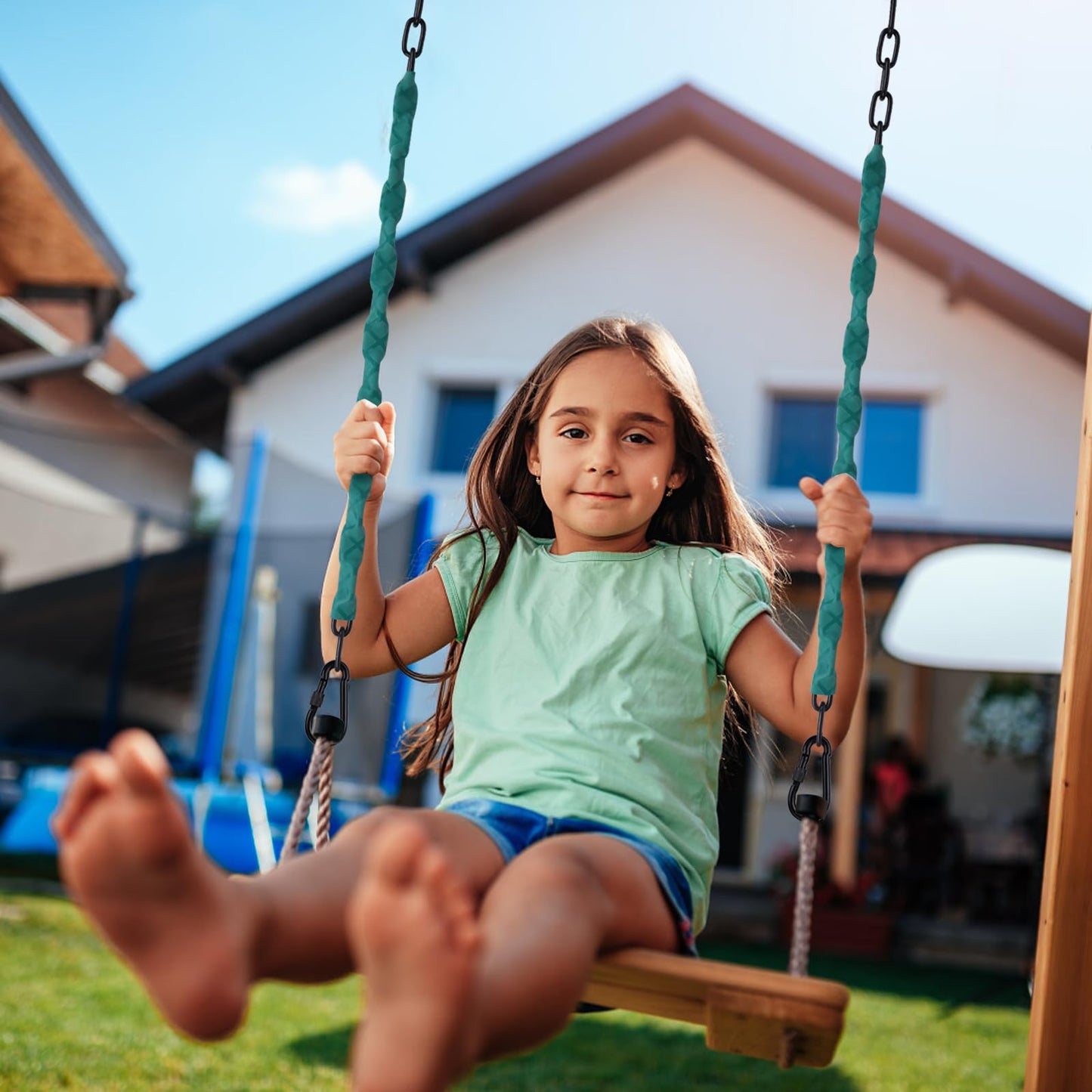 2-Pack Stainless Steel Anti-Rust Chain Suspension Kit, 64-Inch Buckle Hanging Chair Chain, Suitable for Heavy-Duty Hammocks, Swings, Sandbags, Etc., Load Capacity 1000Lb