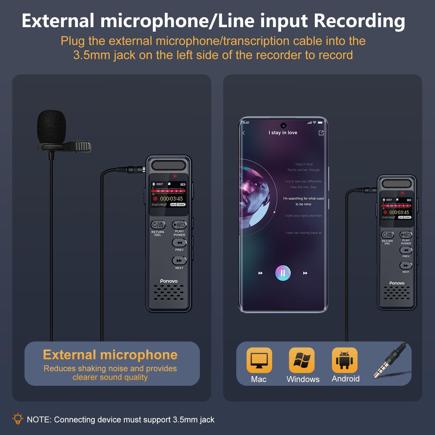 160GB Digital Voice Recorder with Playback, 1100mAh Mini Audio Recording Device for Lecture Interviews, 1536Kbps Voice Activated Recorder with Noise Reduction, Password, External Microphone