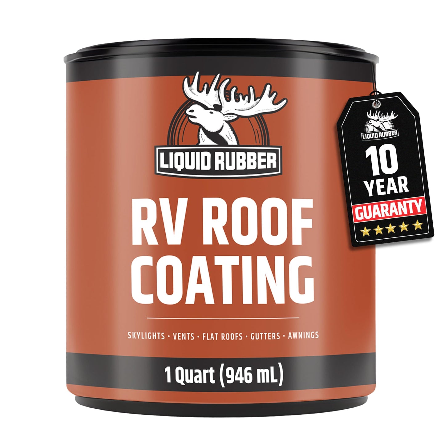 Liquid Rubber RV Roof Sealant- Professional-Grade Solar Reflective Flexible Waterproof Membrane Coating for EPDM, TPO, Fiberglass & Aluminum Camper & Travel Trailers- Brilliant White, 1 Quart
