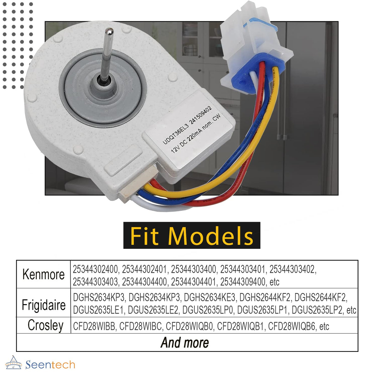 241509402 Evaporator Fan Motor - Exact fit for Kenmore Refrigerator: Replace Part Number 241509402, AP3958808, PS1526073