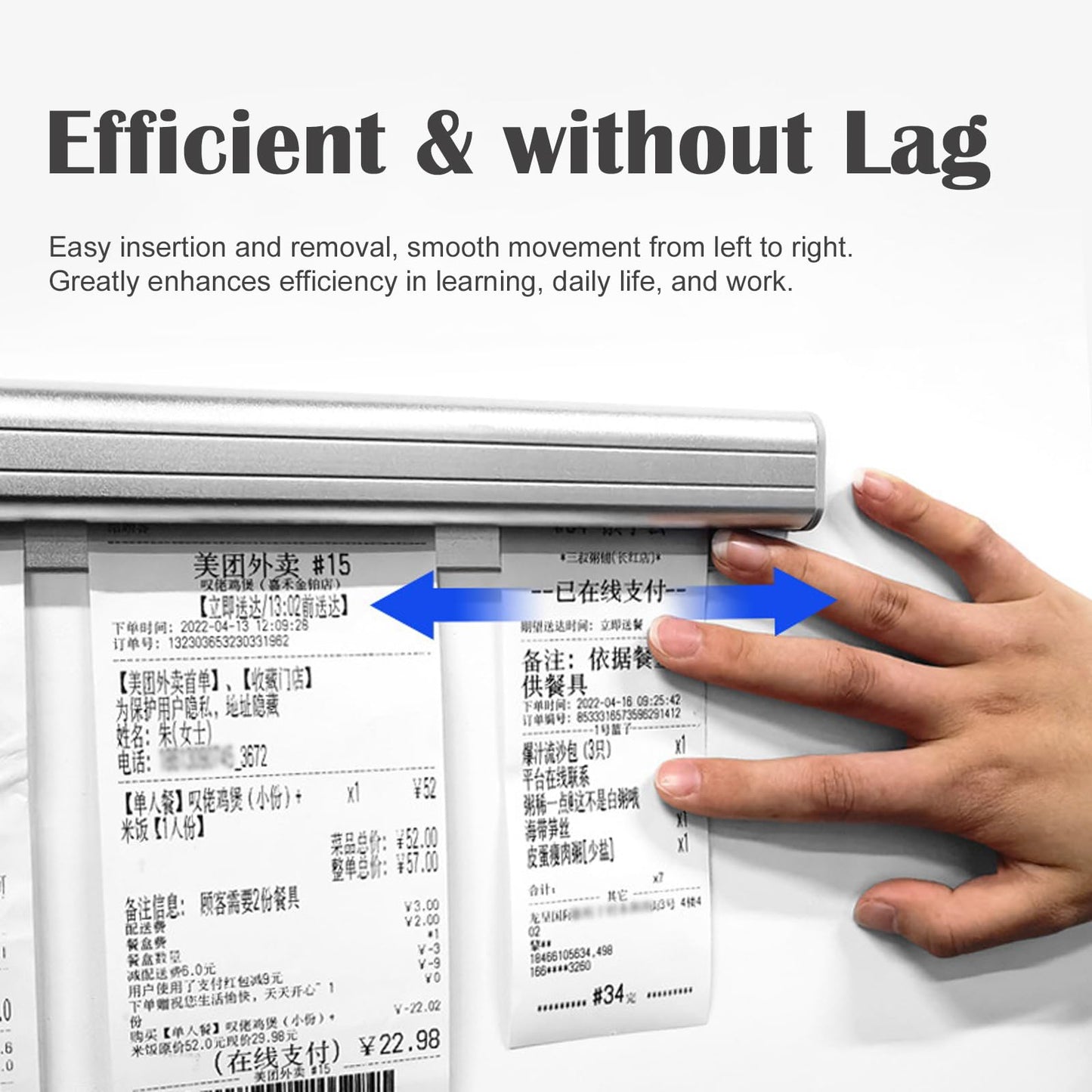 2 Pieces Ticket Holder Receipt Holder for Restaurant Refrigerator, No Drill Restaurant Order Ticket Holder, for Walls Home Kitchen Office Cafes Pubs Bars(19.7 Inch, Sliiver, 2p)