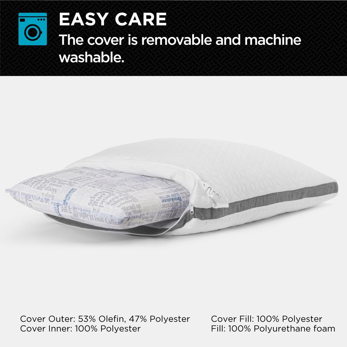 Brookstone 2-in-1 Comfort Memory Foam Pillow with Better Than Down Fill for Firm Yet Plush Feel - Innovative Hybrid Design Soft Bed Pillow with Dual-Sided Cool & Warmth Comfort All Seasons