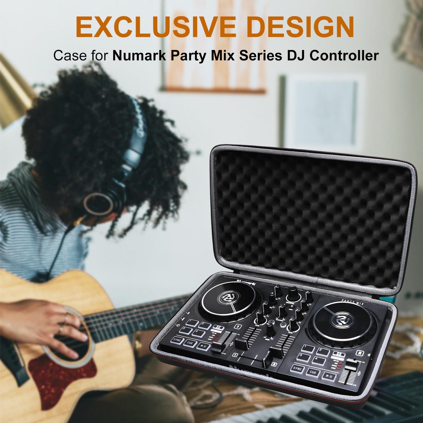 LTGEM DJ Mixer Case for Numark Party Mix II or Hercules DJControl Mix Ultra DJ Controller,Black(Case only)