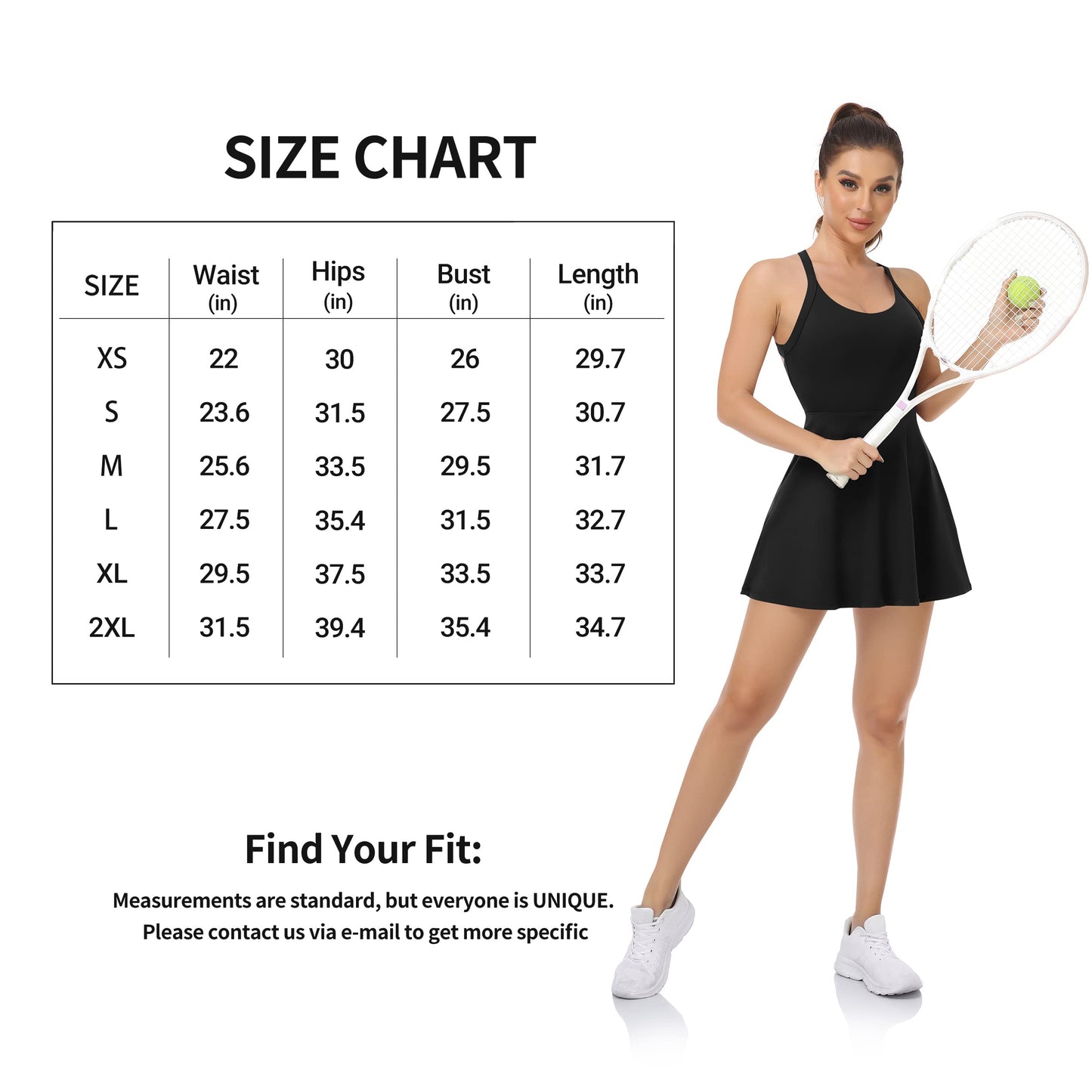 JAFINSY Womens Workout Tennis Dress with Built in Shorts and Bra Athletic Golf Activewear for Exercise, Black, Medium