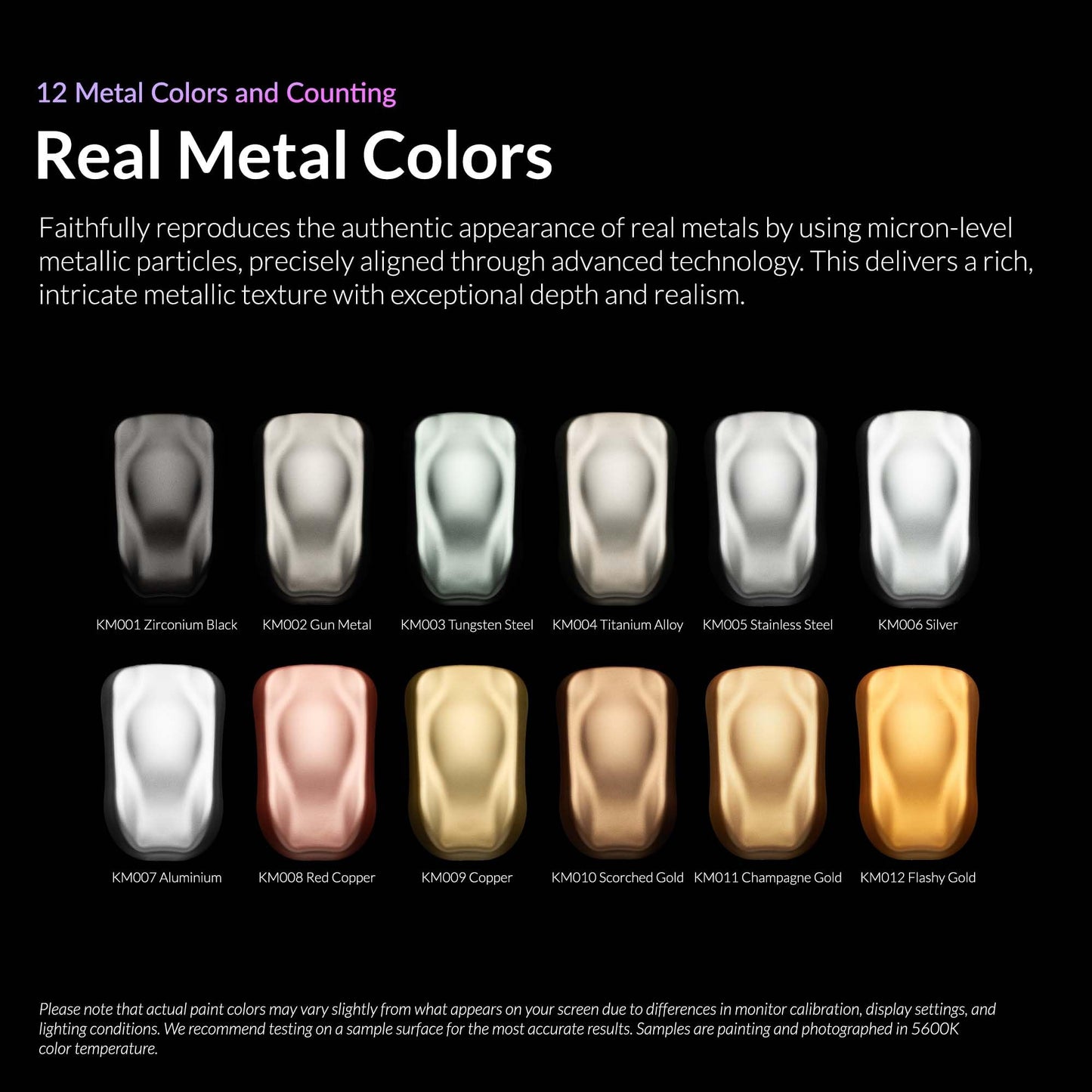Gaahleri Kaleido Metal 12-Color Set – Water-Based Acrylic, Metallic Airbrush Paint Kit for Car Models, Gundam,Gunpla,Mecha,Pre-Thinned, High Gloss, Fast-Drying, with Thinner & Cleaner