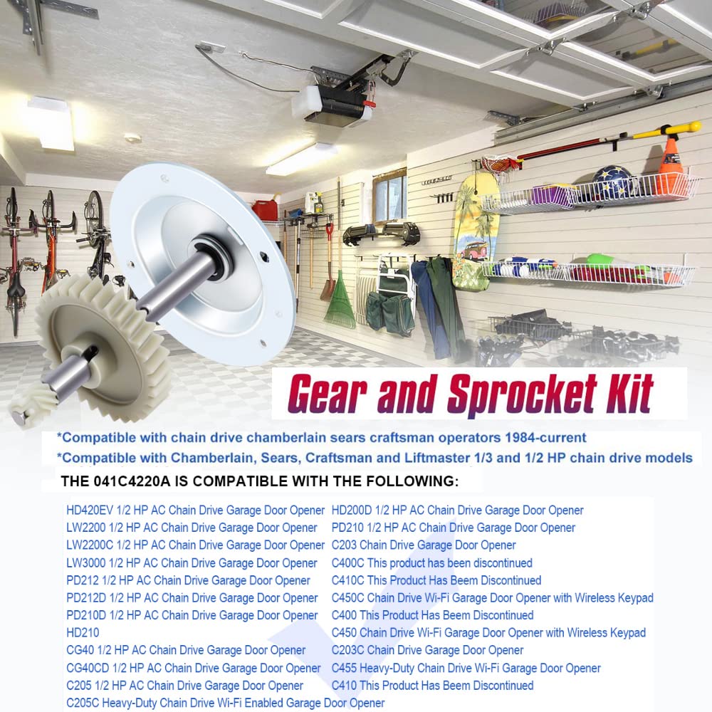 New- 41C4220A Gear and Sprocket Kit Compatible with Liftmaster with 41A2817 Garage Door Gears, Garage Door Openers Gear Replacements Kit, Replace for Chamberlain, Craftsman Chain Drive Models