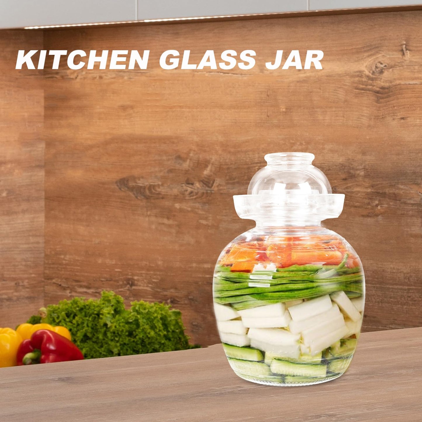 YARNOW Transparent Glass Fermenting Jar - 88 Oz Chinese Pickle Jar with Water Seal Airlock Lid for Home Use, Ideal for Kimchi, Sauerkraut, and Preserves