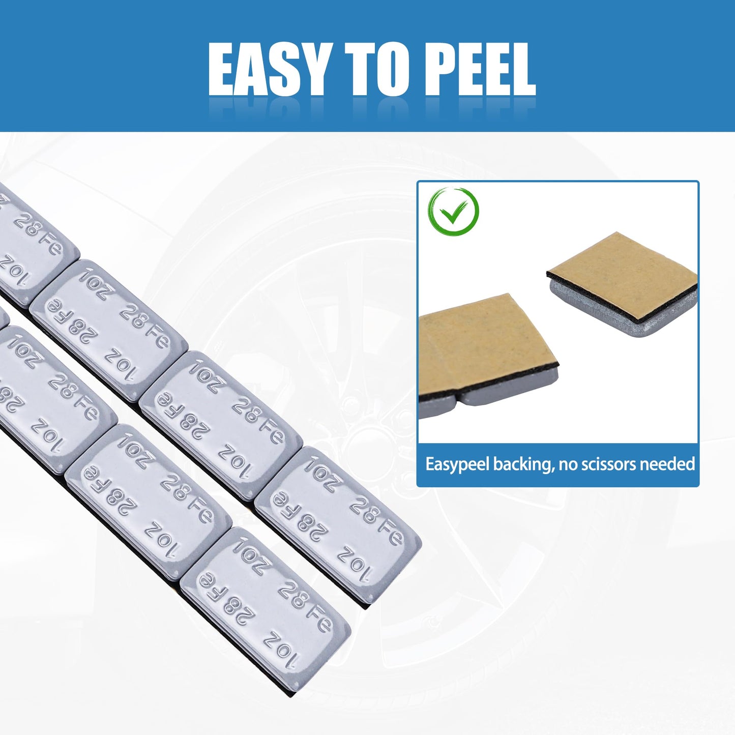 EZISOE 1OZ Adhesive Wheel Weights,1 oz Grey Stick-on Adhesive Tape,A Box of 18 Bars, 4 oz one Piece (72 oz Pack) Stick on Wheel Weights