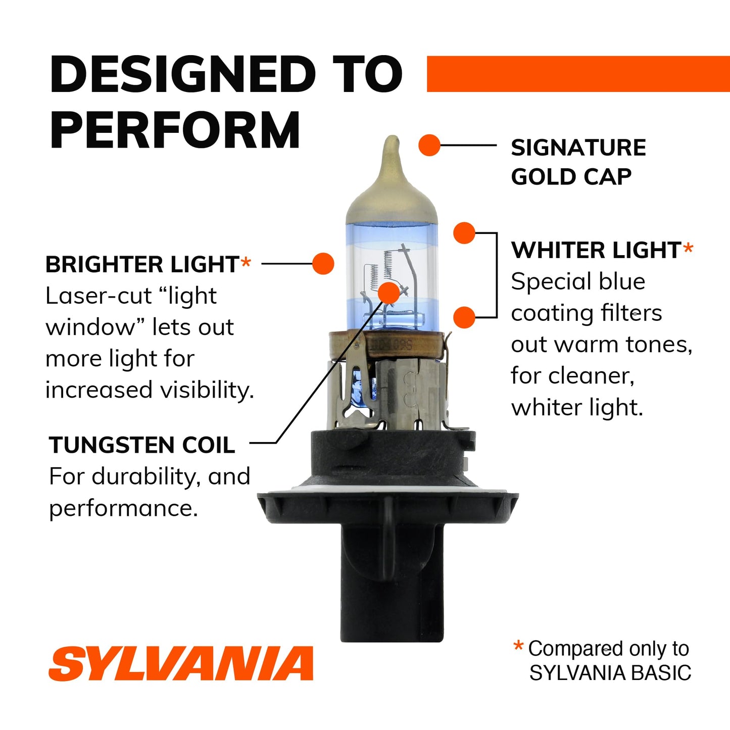 SYLVANIA - H13 SilverStar Ultra - High Performance Halogen Headlight Bulb, High Beam, Low Beam and Fog Replacement Bulb, Brightest Downroad with Whiter Light, Tri-Band Technology (Contains 2 Bulbs)
