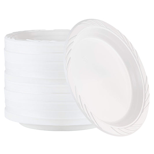 200 Count Disposable 9 Inch White Plastic Dinner Plates large