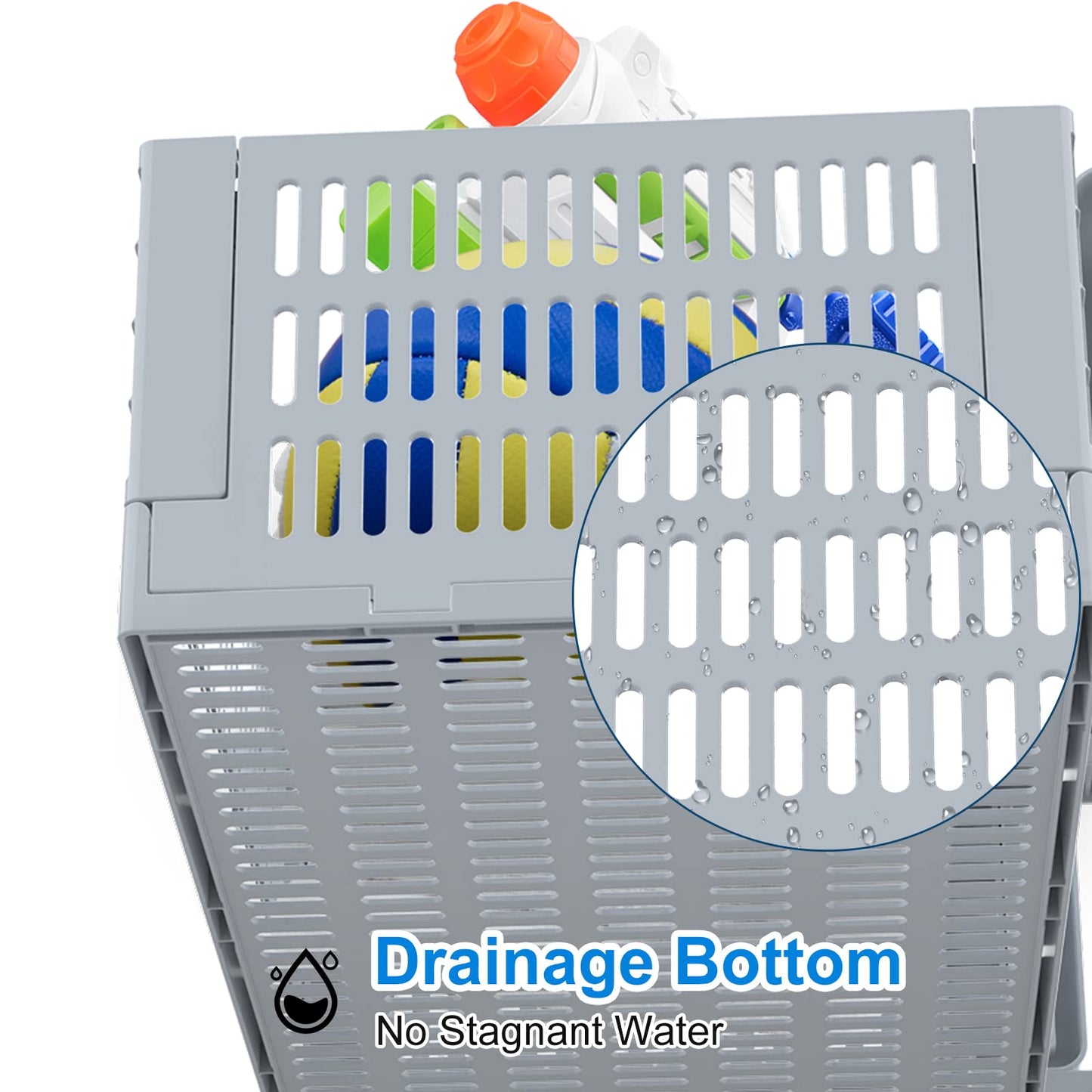 Poolside Storage Basket 2pcs, Foldable Pool Basket for Toys, Towels, Beverages, Poolside Organizer, Pool Accessories Above Ground,Grey