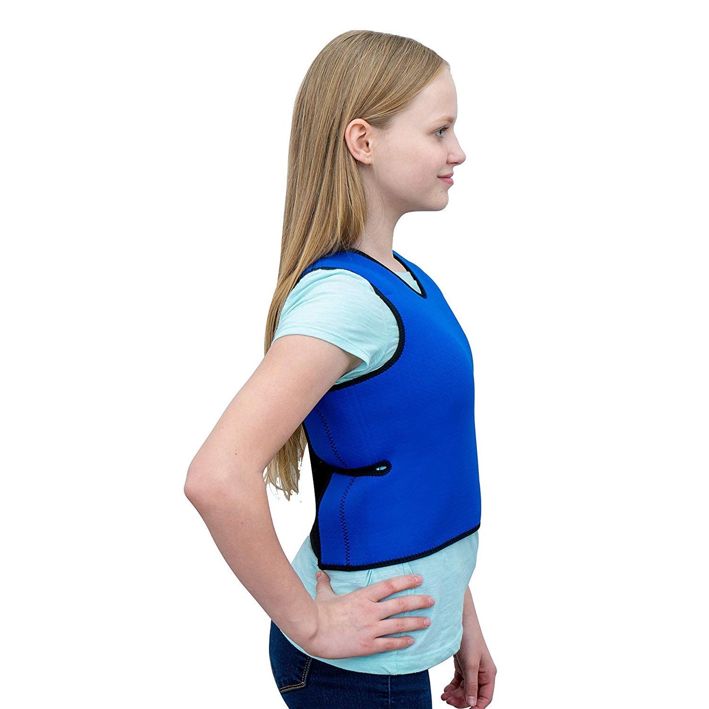 TOPARCHERY Sensory Compression Vest Deep Pressure Vest 17” x 30” Soft Breathable Form-Fitting (Medium，Blue)