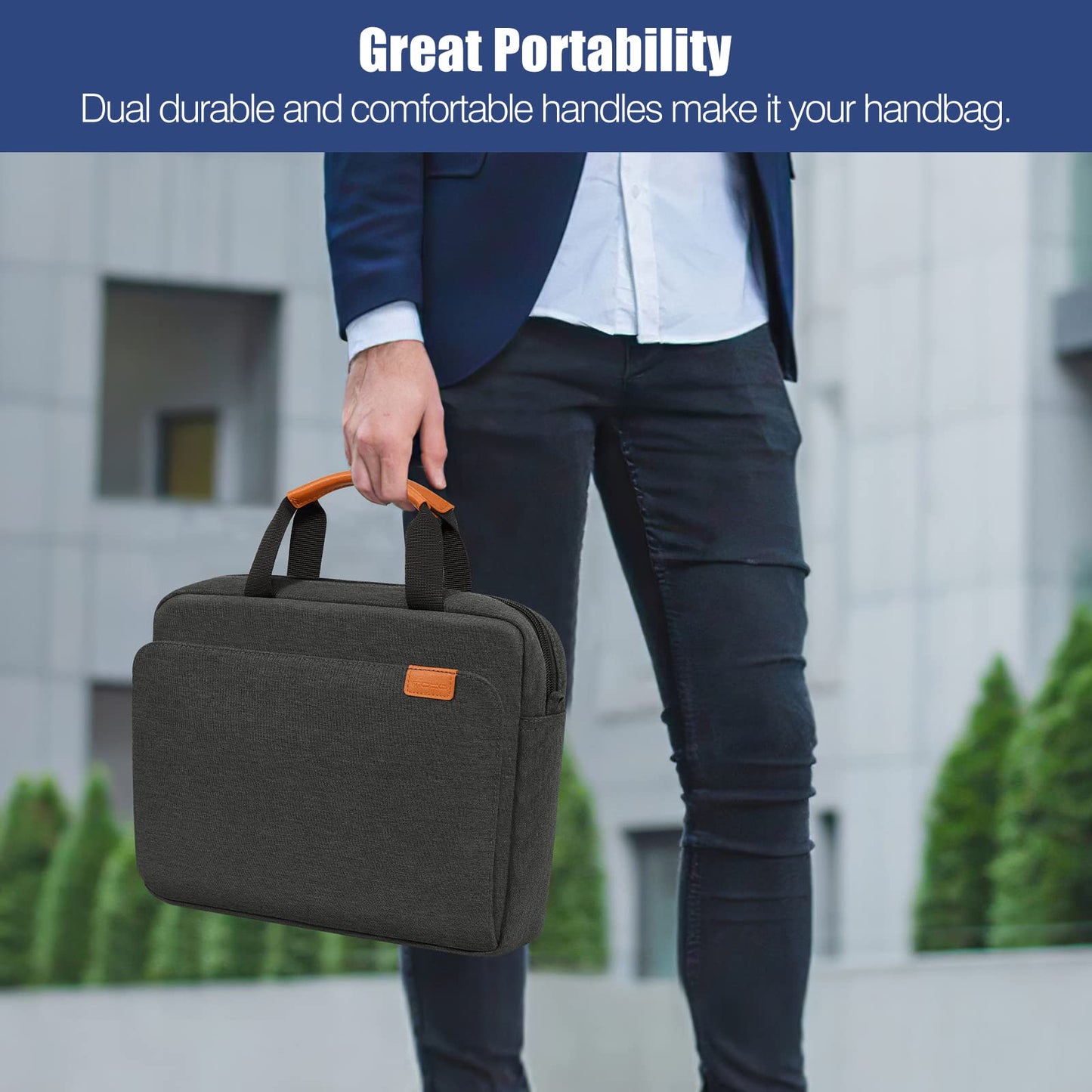 MoKo 13-14 Inch Laptop Sleeve Bag, Protective Handle Shoulder Bag Fits New 13-inch Mac Air/Pro M4, 14-inch MacBook Pro M3/M2/M1, 13-inch MacBook Air M3/M2/M1, Black & Gray