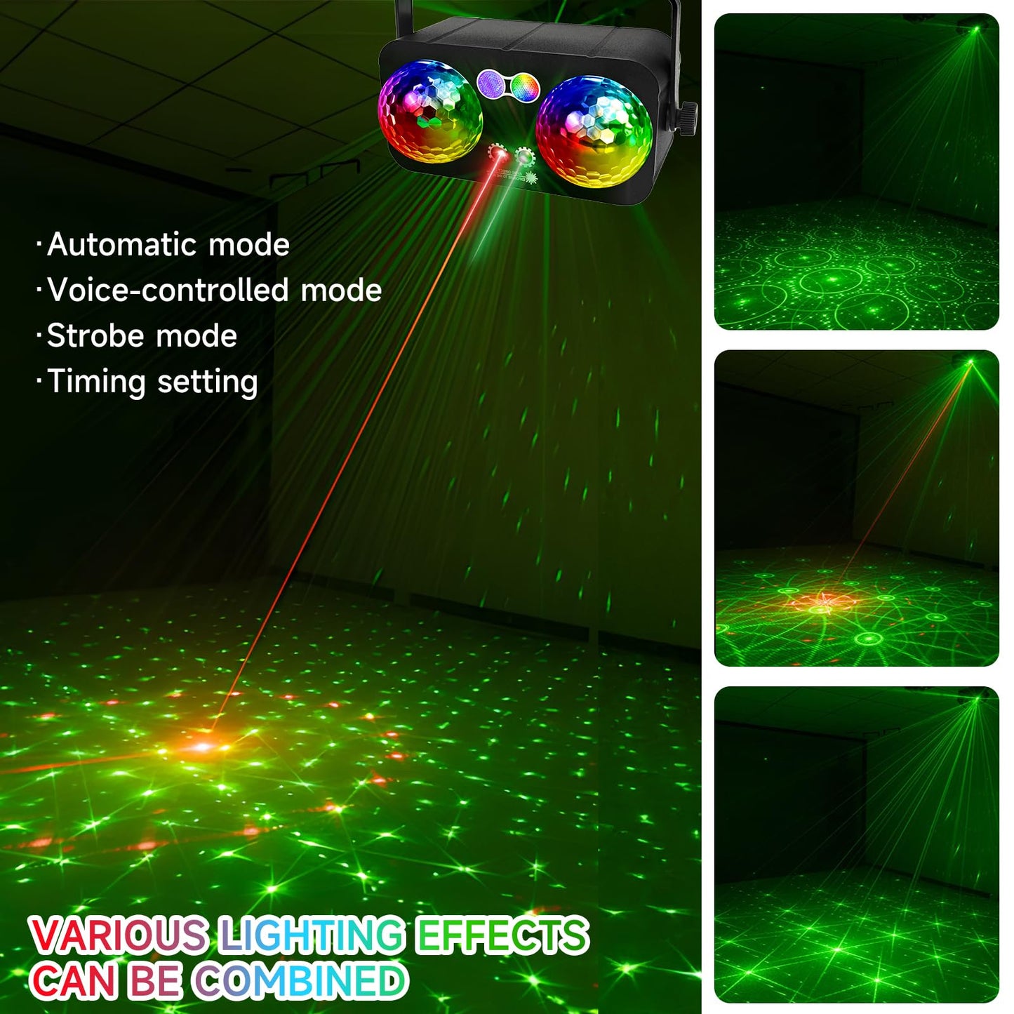 6 in 1 Party Lights Disco Ball Light Dj Disco Lights LED Stage Strobe Lights Projector Sound Activated with Remote for Dance Parties，Parties Club Bar Holiday Christmas Gift Birthday Wedding Karaoke