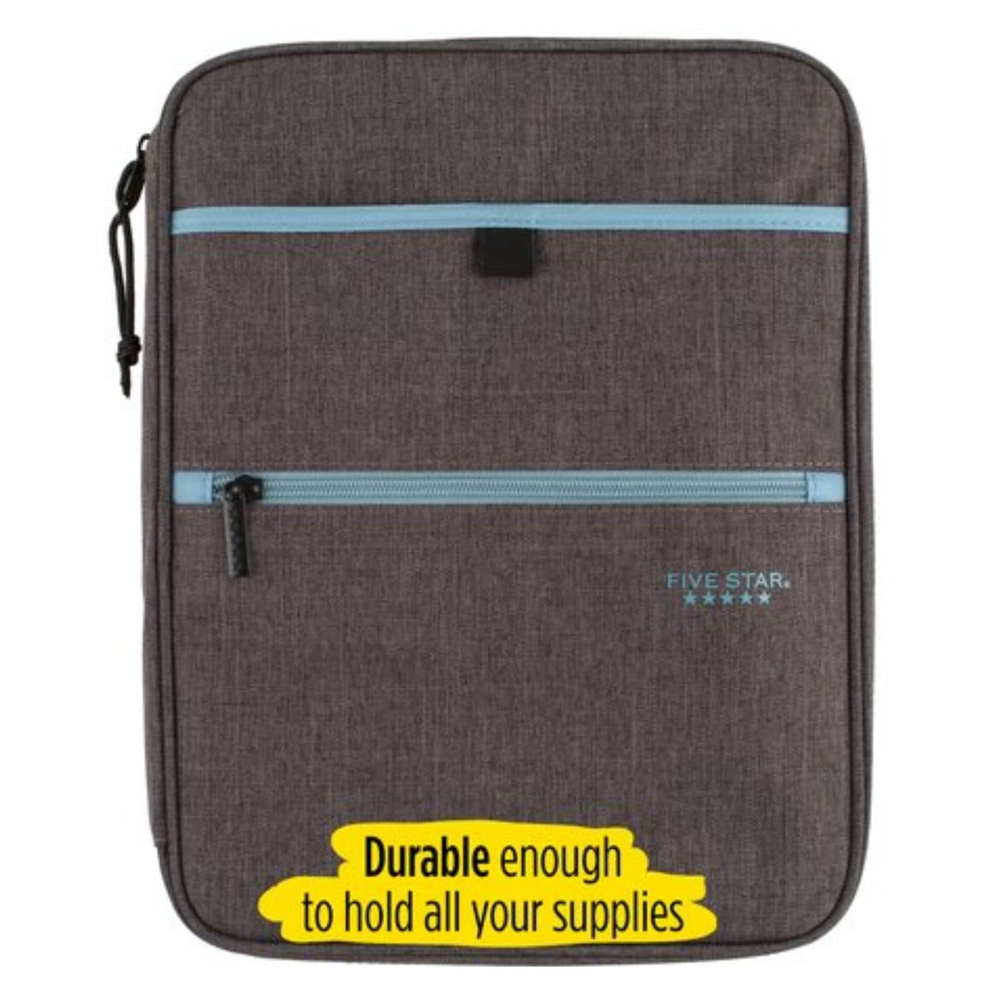 Five Star Zipper Binder, 1 Inch 3-Ring Binder with Round Rings, Carry-All with Pockets and 4-Tab Dividers, 375 Sheet Capacity, Gray/Mint (29092BH0)