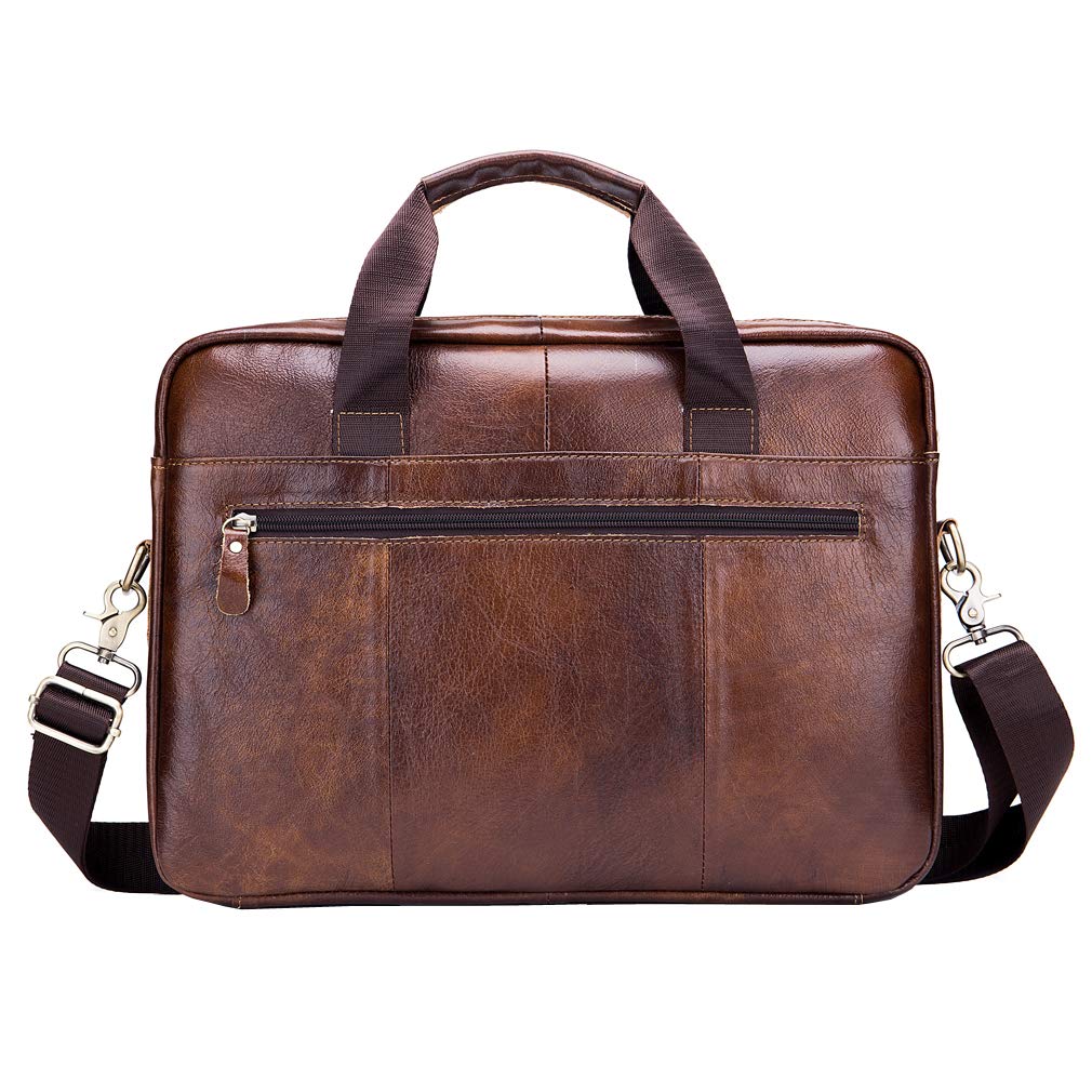 Leather Business Messenger Bag Briefcase Handbag for Men Carry All Laptop Protection for 14 Inch Computer Crossbody Shoulder Satchel Bags Handbags