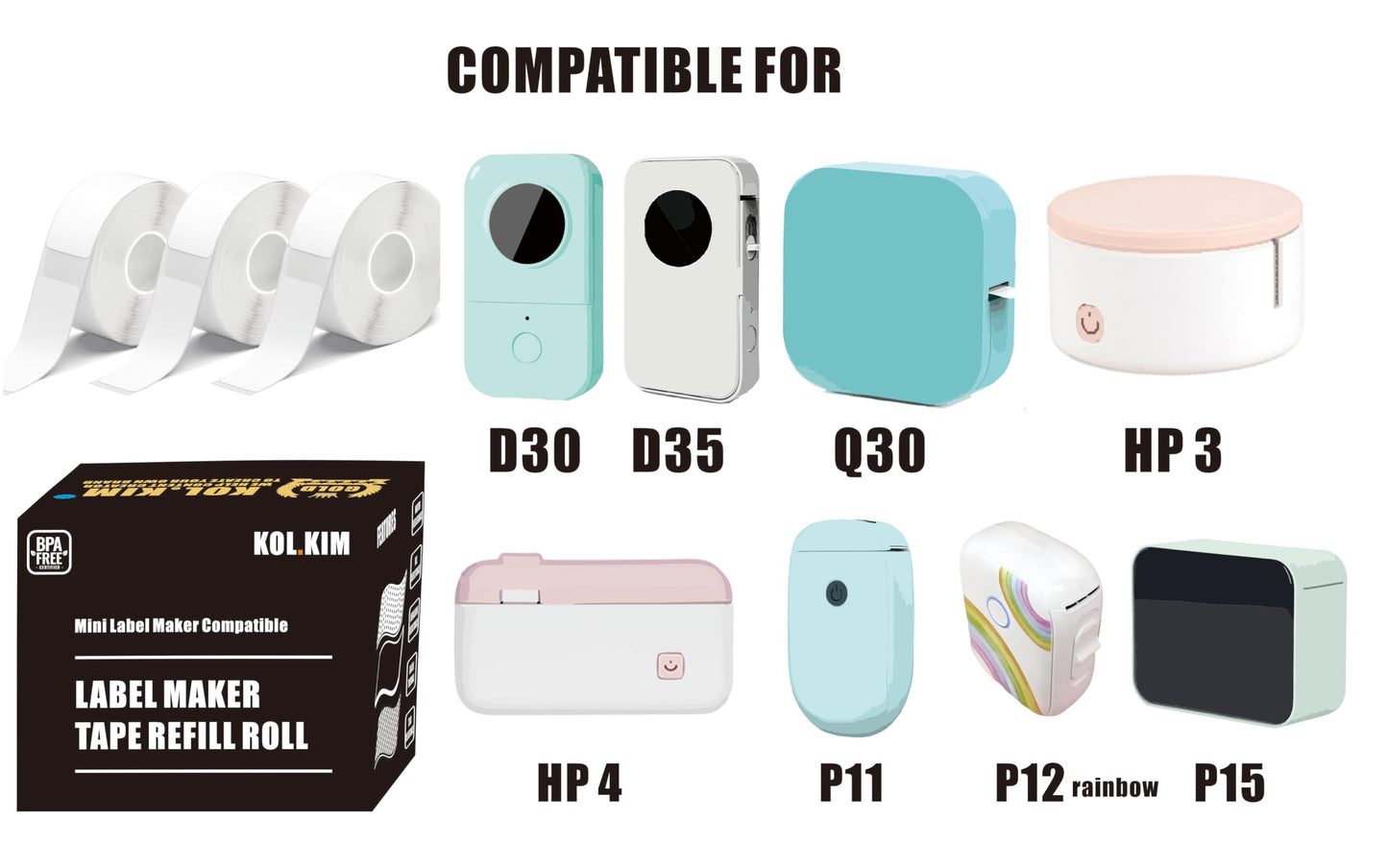 D30 Continuous Label Tape, Transparent Continuous Label Tape Compatible for Phomemo D35 Q30 D30 Printer Print Master D30 Labels Maker Tape Refill for Vretti HP3 HP4 HP6 Clear, 15mm x 6m (0.59" x 20')