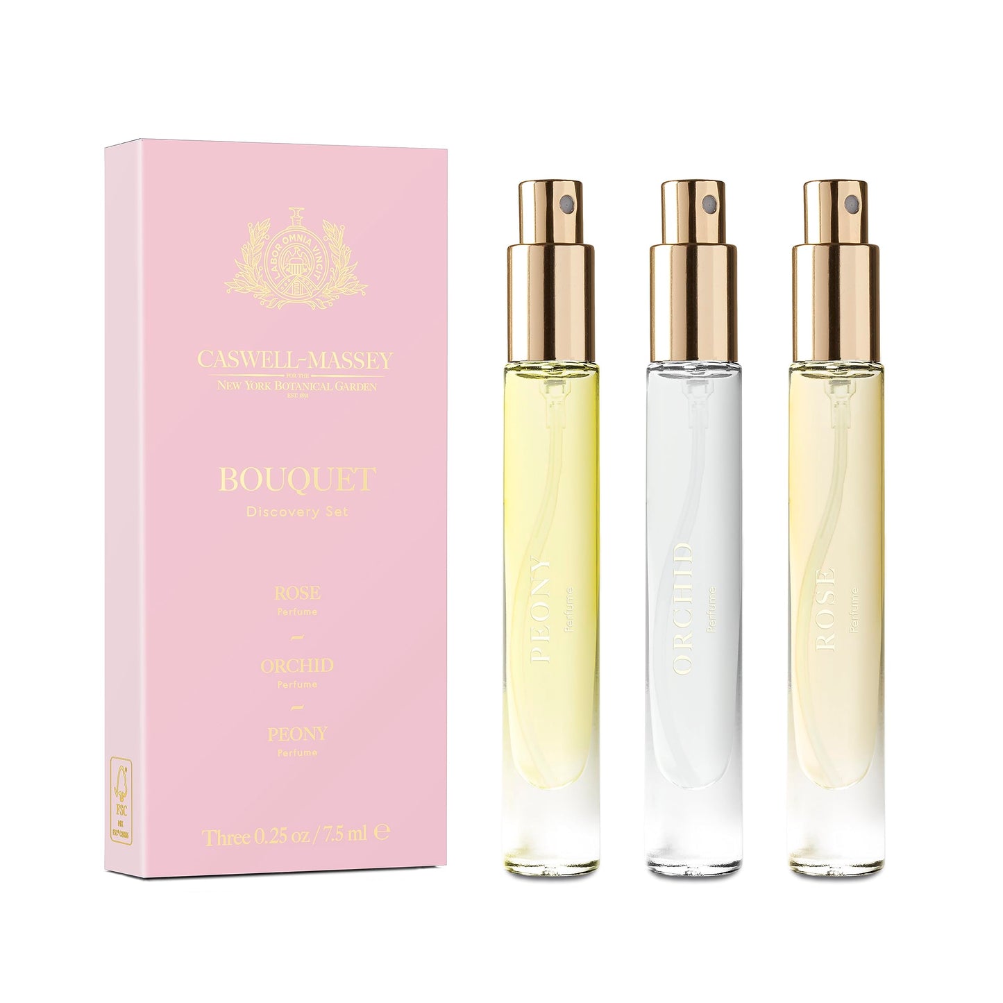 Caswell-Massey Bouquet Discovery Set, Includes Peony, Orchid & Rose, Discover the Beauty of Botanicals, Travel Size Perfume Set, Perfume for Women, 7.5 ml Each